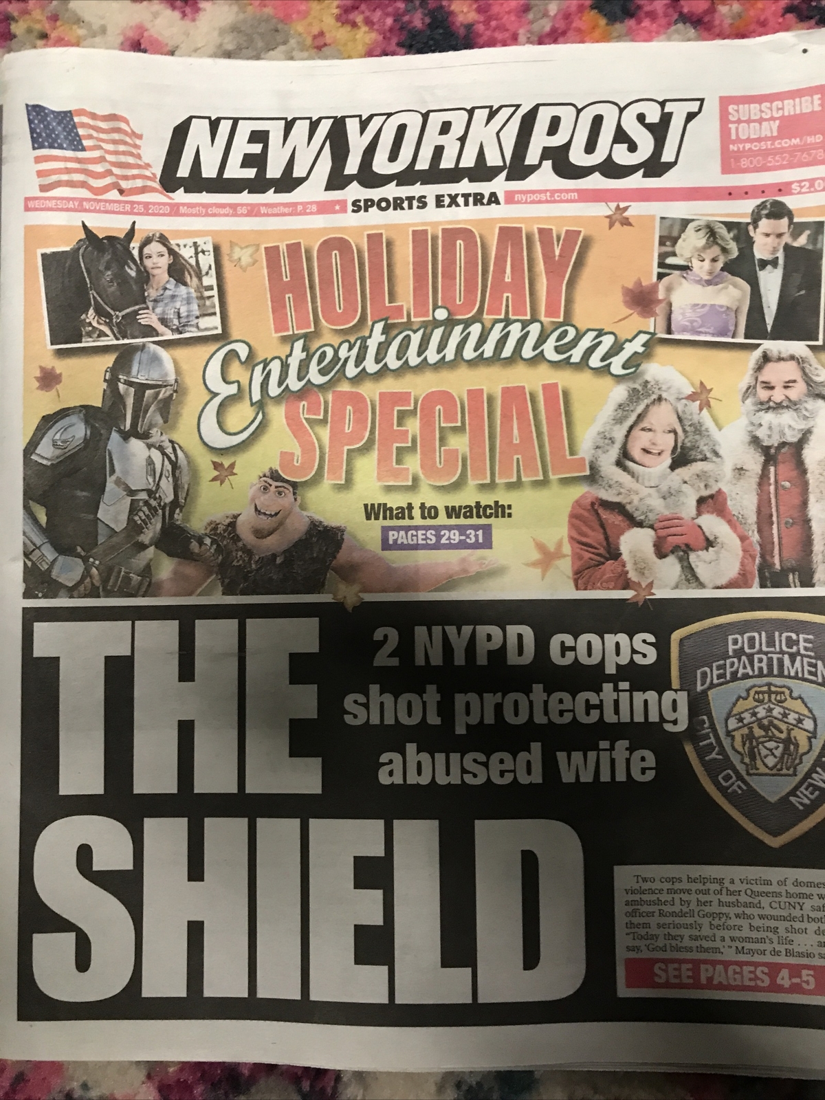 NEW YORK POST NEWSPAPER 11/25/20 HOLIDAY ENTERTAINMENT GUIDE