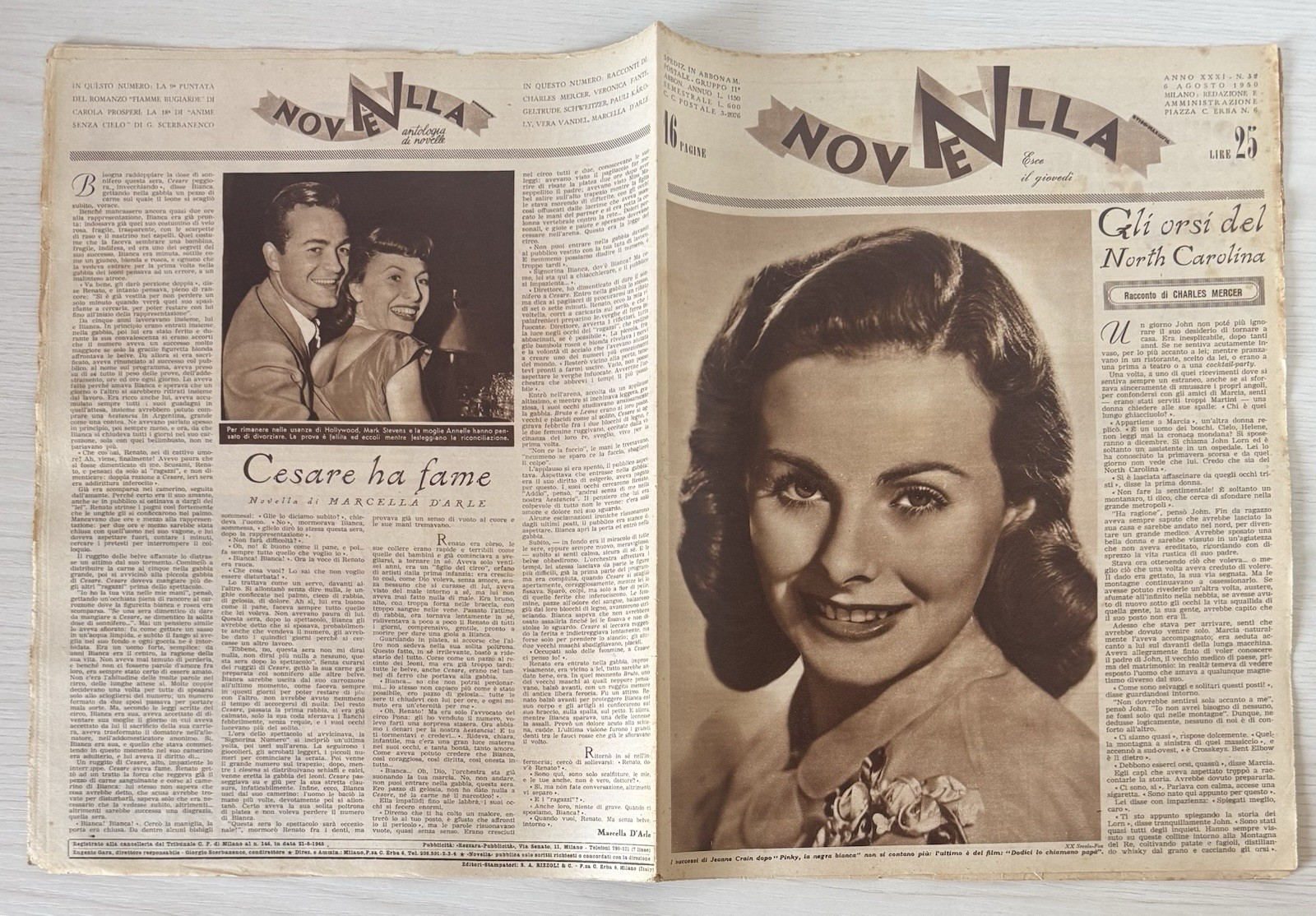 NEWS women’s literary magazine rizzoli No.32 1950 year XXXI jeanne crain