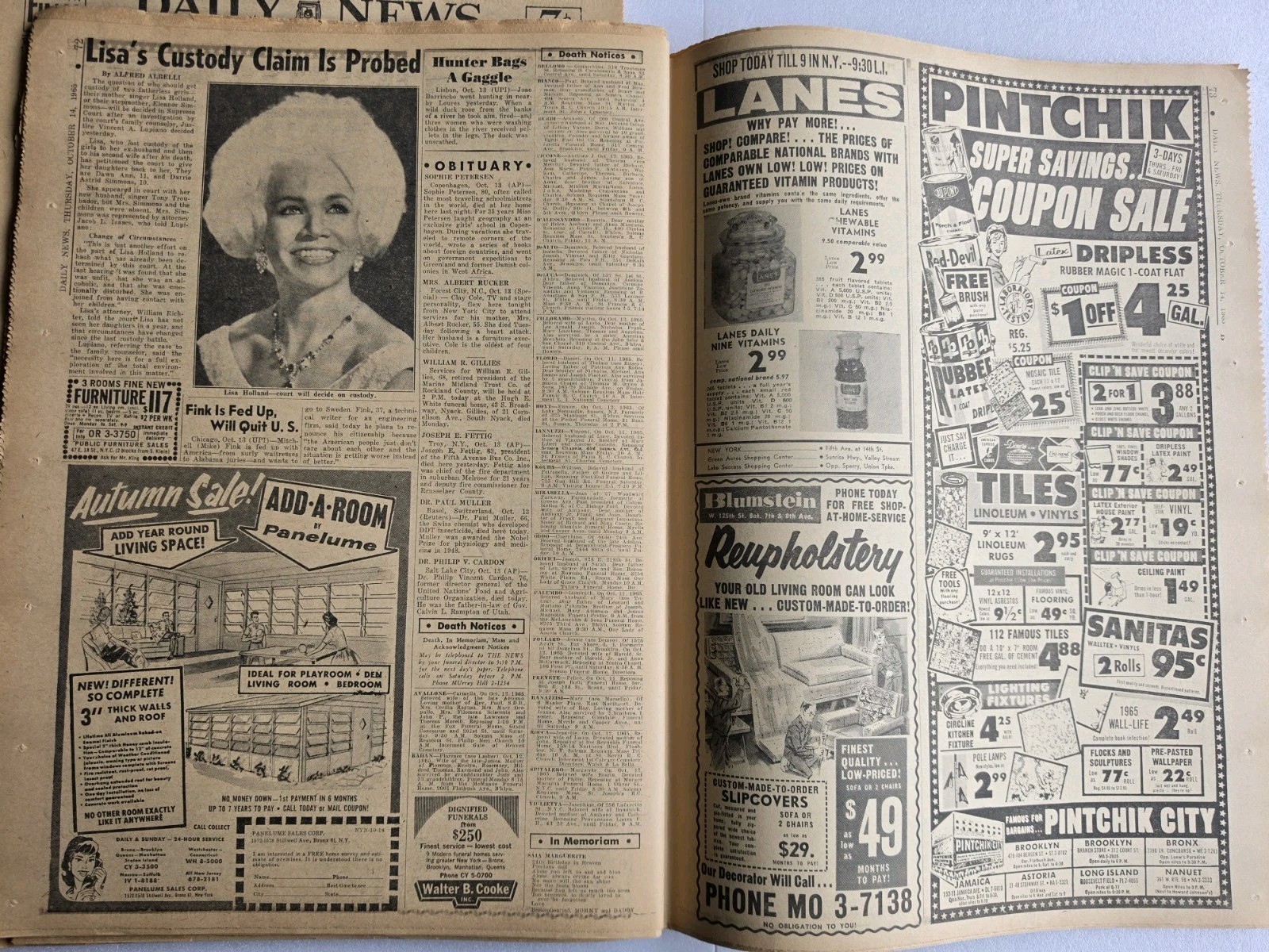 Lot of 2 – GIRL 12, KIDNAP FROM SCHOOL New York Daily News October 12 & 14 1965