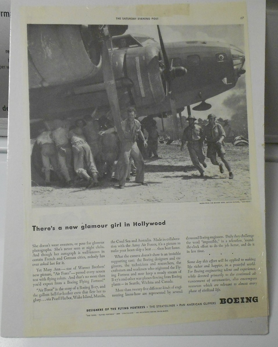 1940s WW 2 II BOEING Bomber FLYING FORTRESS Soldiers HOLLYWOOD Full Page 10×15