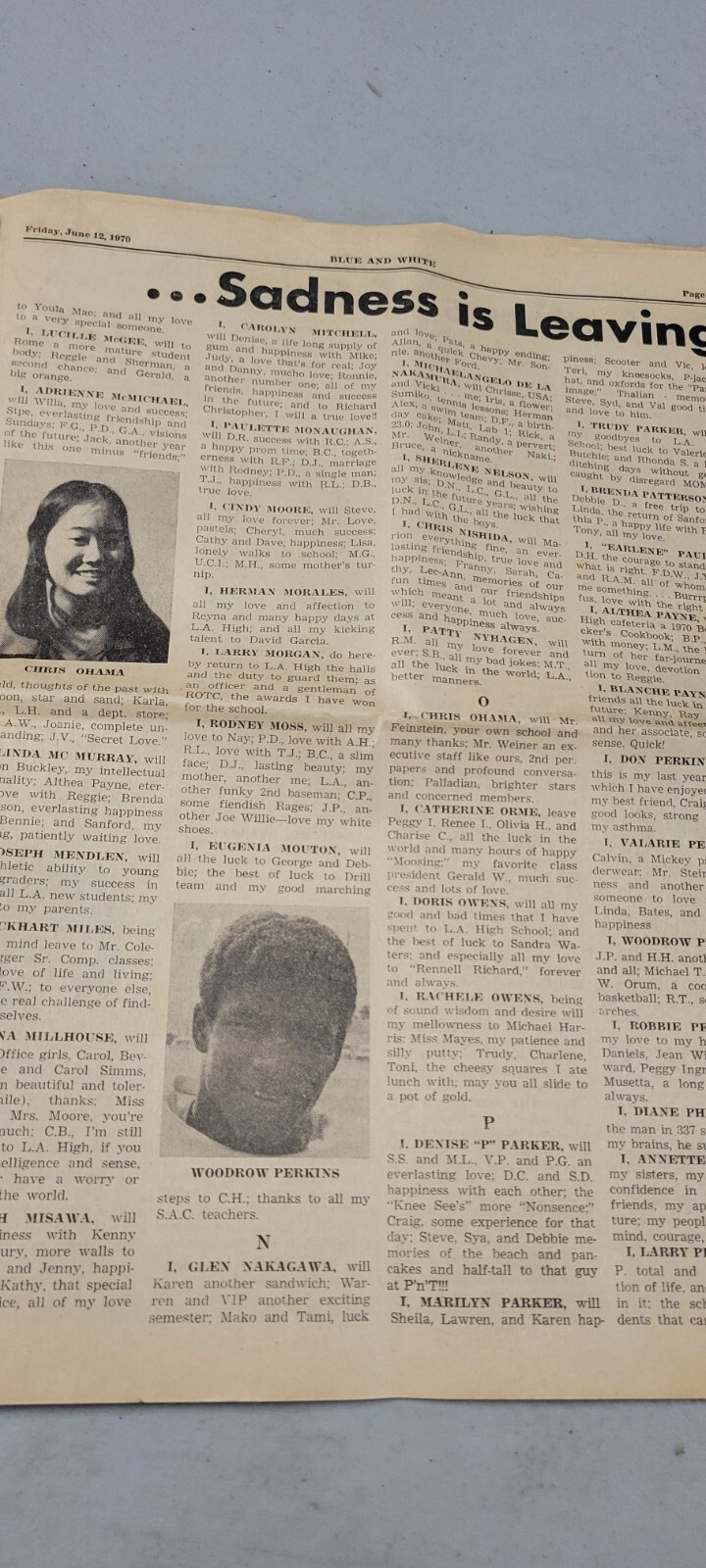 Vintage Rare 1970 LA High School Americana Wassimba Wajasiris Black Newspaper