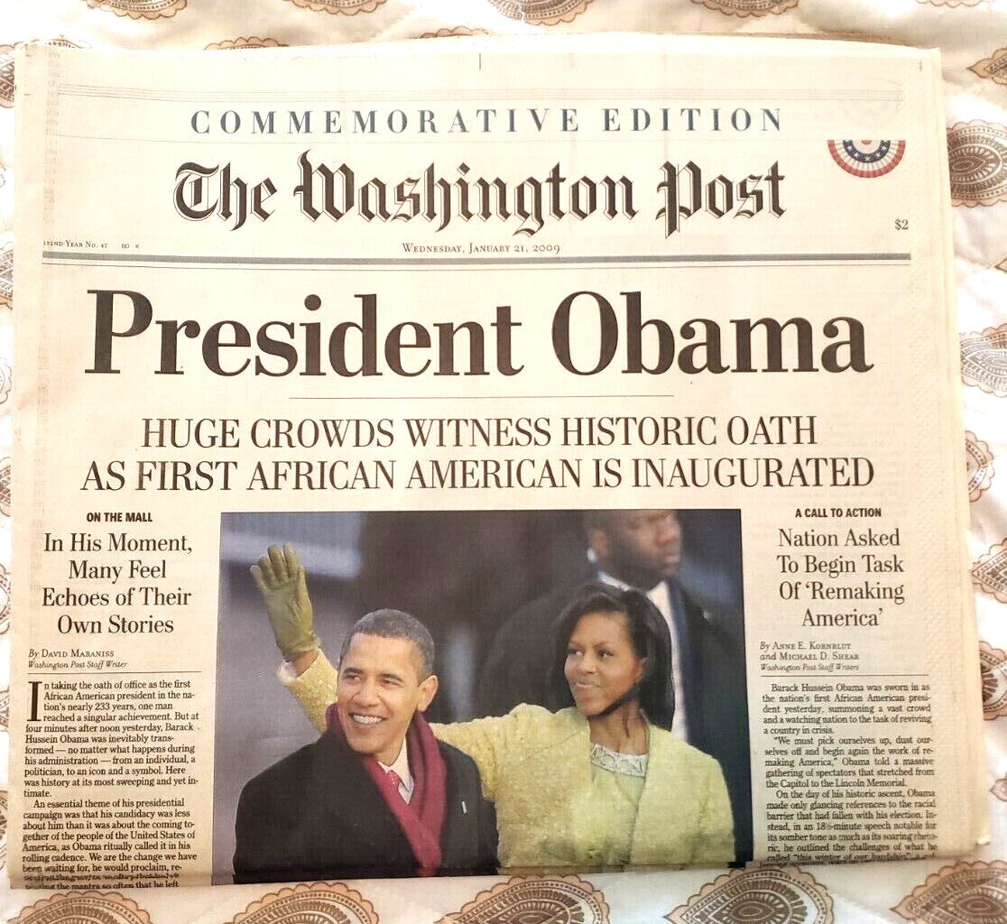 Washington Post Commemorative Edition President Obama January 21, 2009 Newspaper