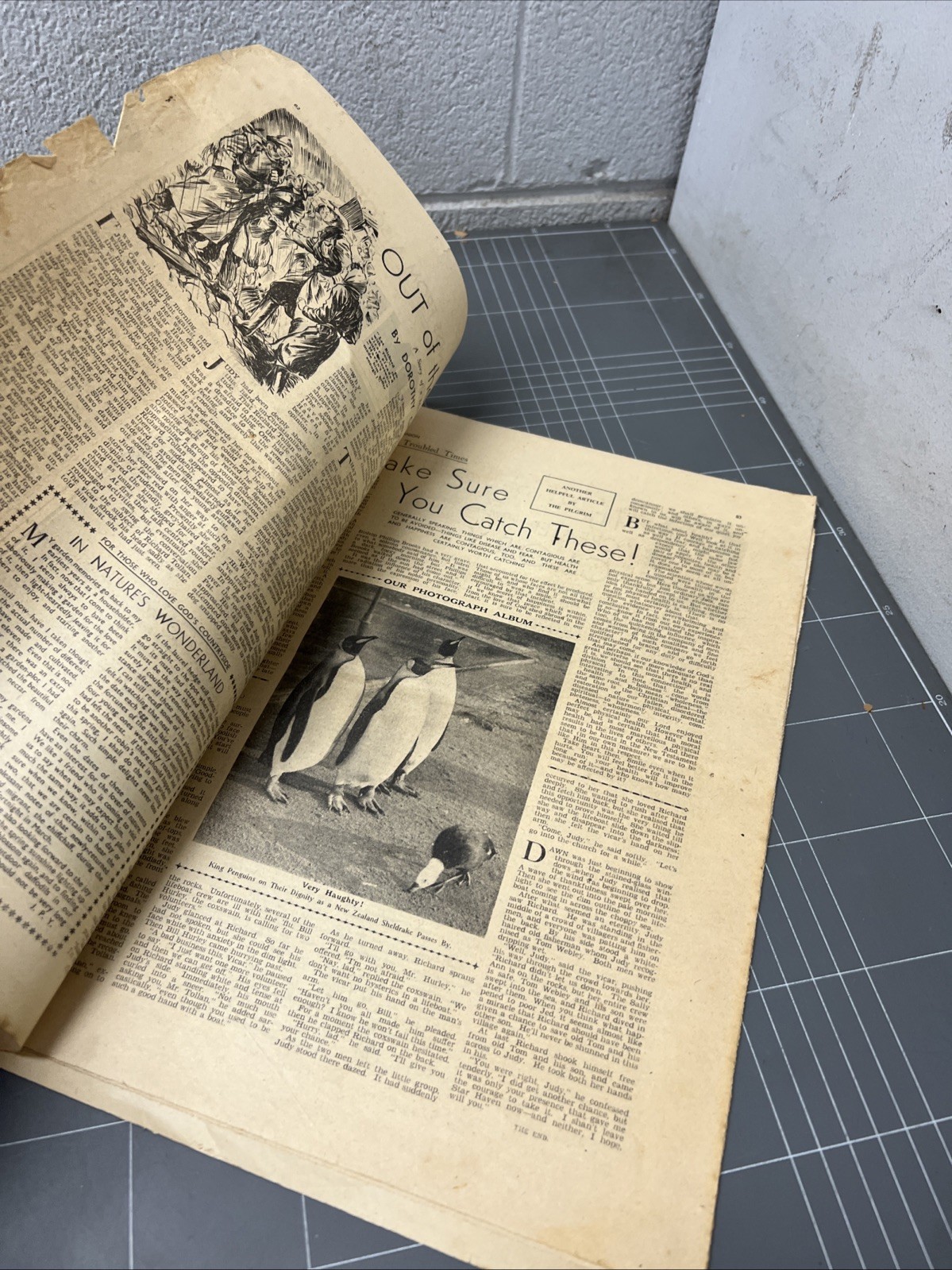 VINTAGE NEWSPAPER SUNDAY COMPANION 1940s ART SCRAPBOOKING JUNK JOURNAL CATHOLIC