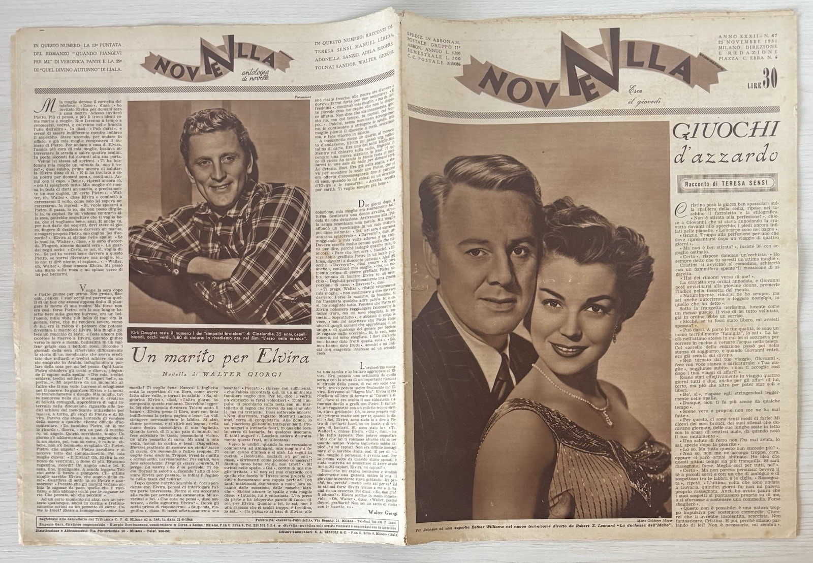 NEW RIZZOLI 47 1951 VAN JOHNSON ESTHER WILLIAMS WOMEN’S LITERARY MAGAZINE