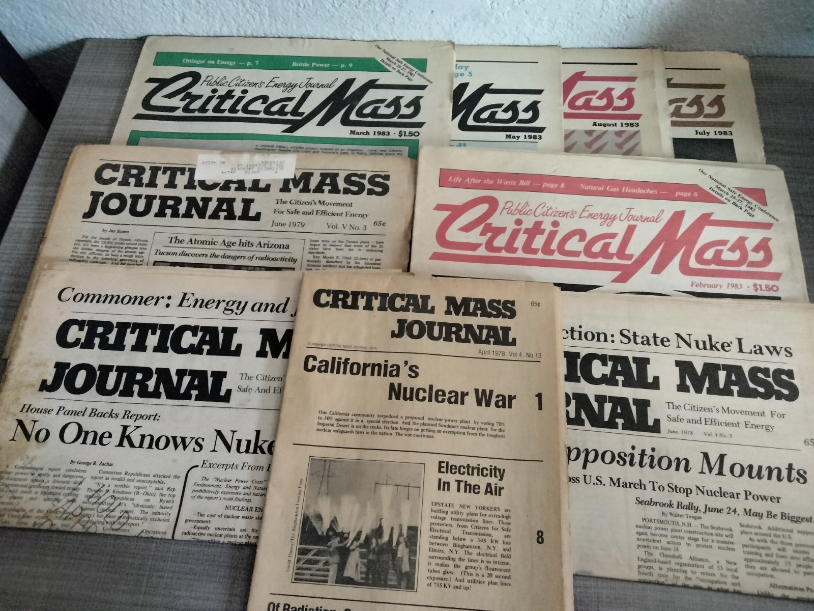 Lot of 9 Vintage CRITICAL MASS JOURNAL 1978-1983 Issues ~ Counterculture Nuclear