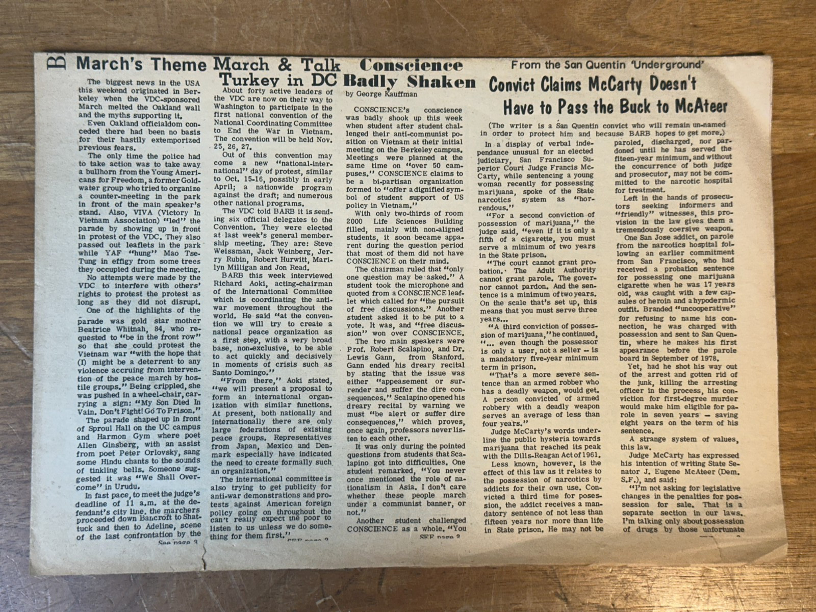 RARE Berkeley Barb Vol 1 Issue 16 1965 Underground Newspaper Oakland Anti-War