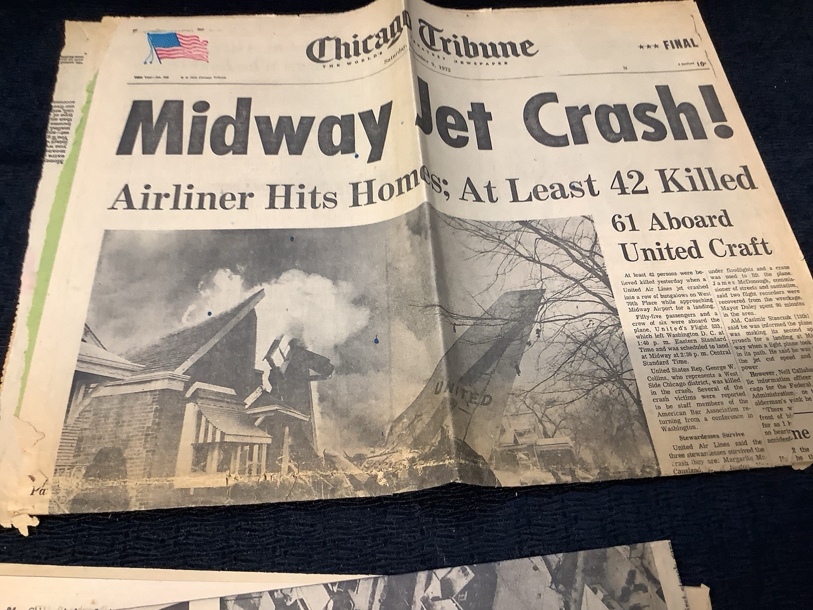 Vintage Newspapers & Clippings Midway Airport Chicago Illinois Plane Crash 1972