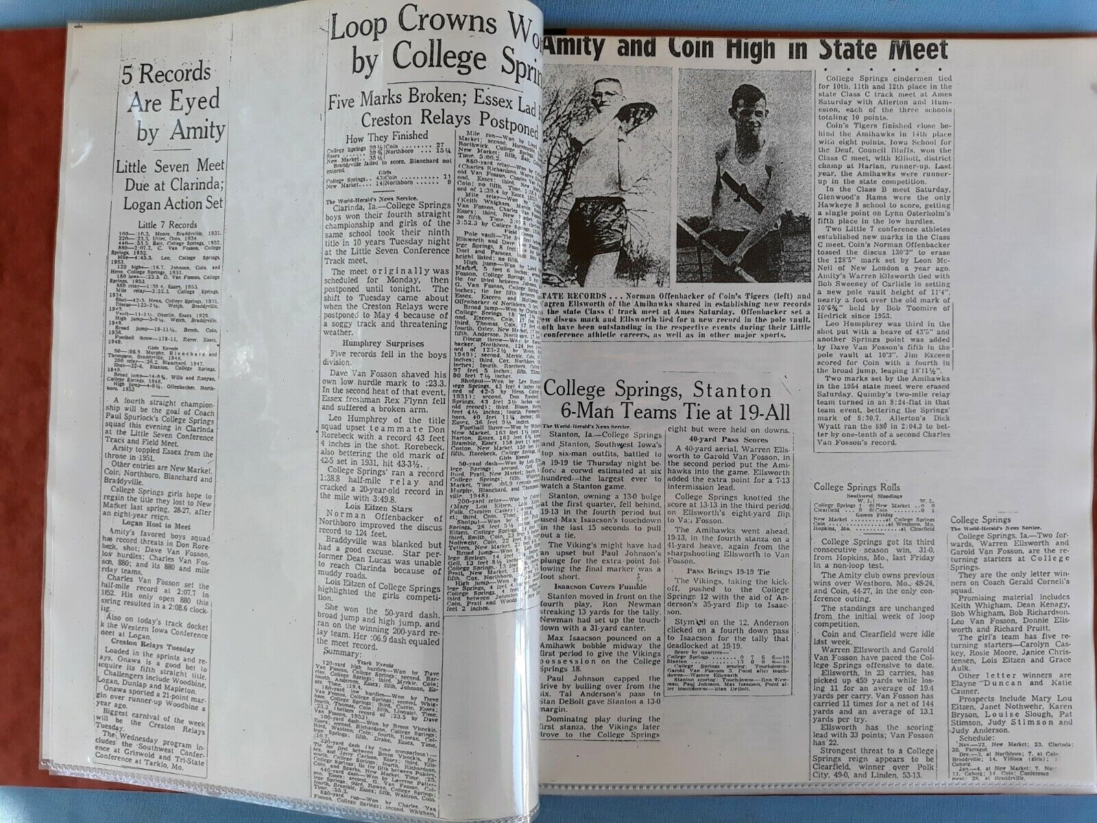 Southwest Iowa 1955 Copied Newspaper Clippings High School Sports 28 Pages