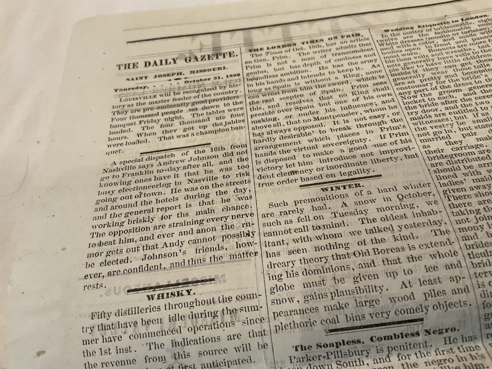 4 Missouri Civil War Reconstruction News 1869 St Joseph Negros Cachiz Apache
