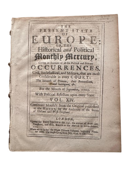 The Present State of Europe, or the Historical and Political Monthly Mercury