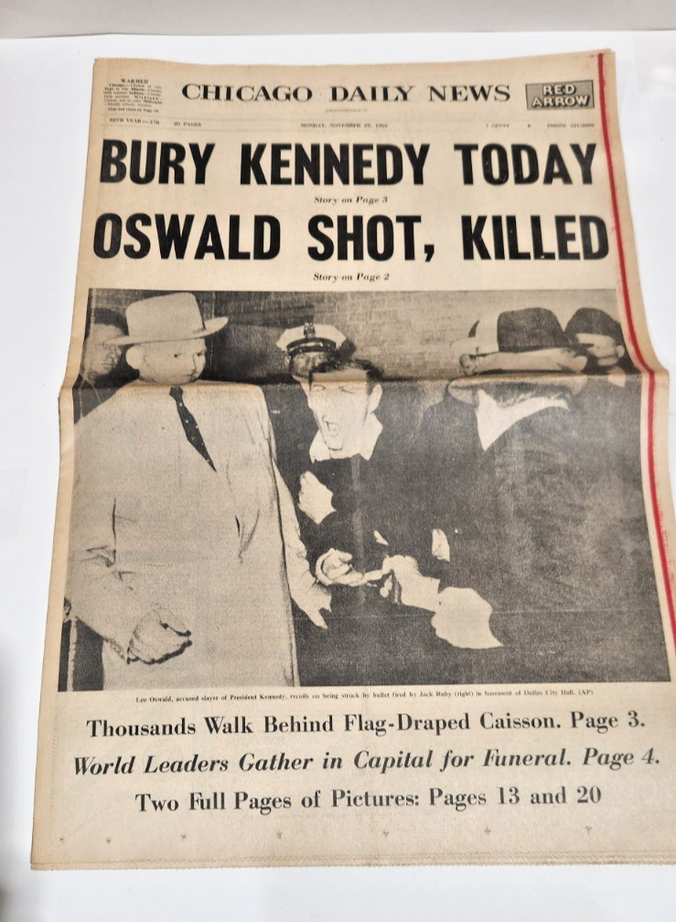 Chicago Daily News Nov 25, 1963 Kennedy Burial Oswald Shot Jacqueline 20 pg