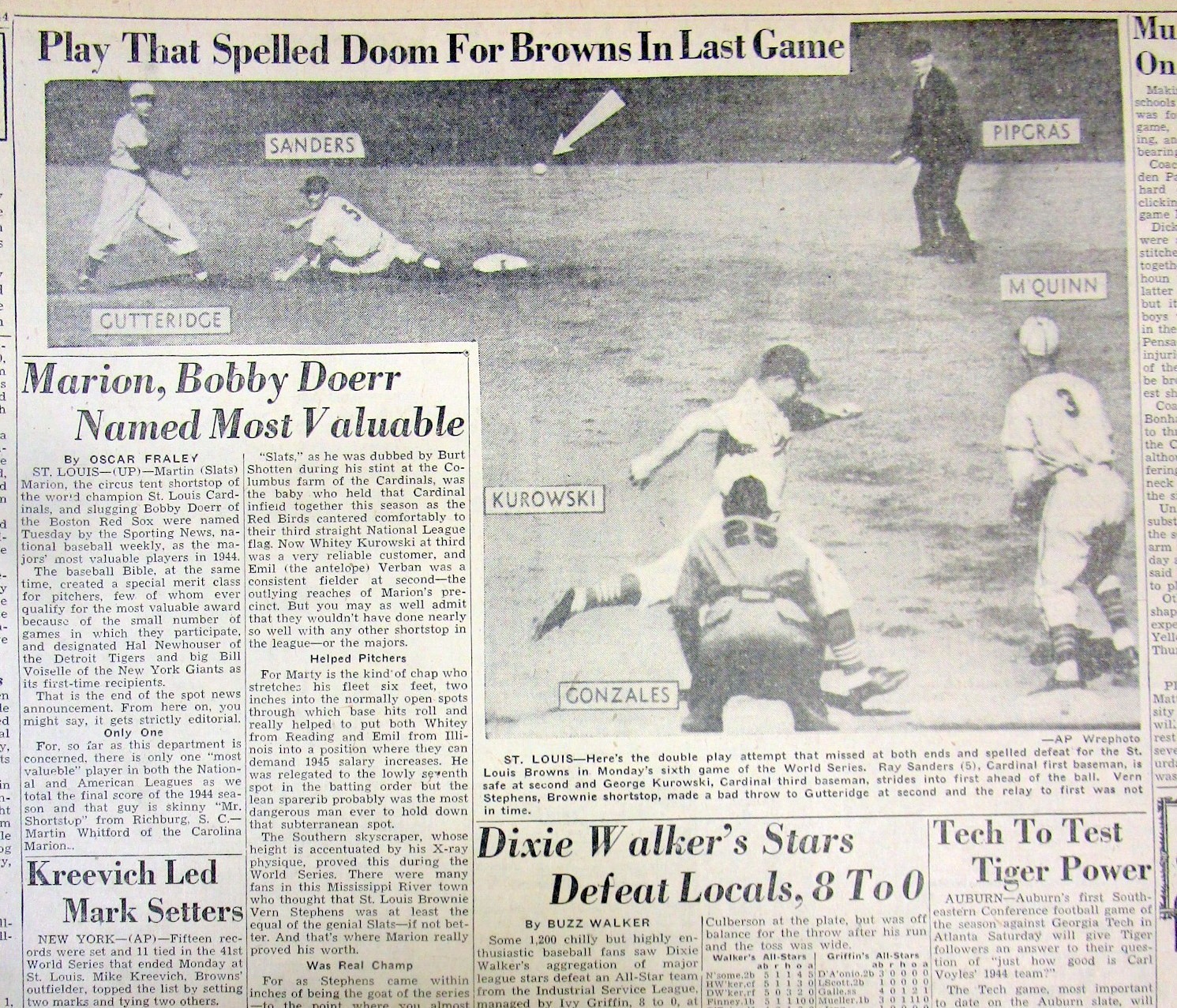 7 1944 newspapers ST LOUIS CARDINALS win BASEBALL WORLD SERIES v ST LOUIS BROWNS