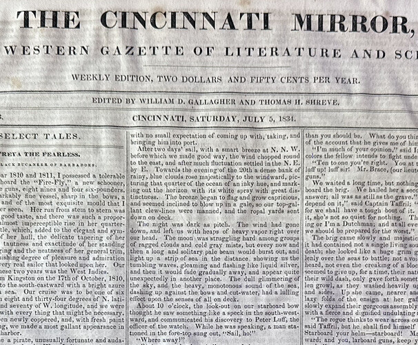 1834 Original Cincinnati Mirror Antique Newspaper – Ohio Life Insurance Trust Co