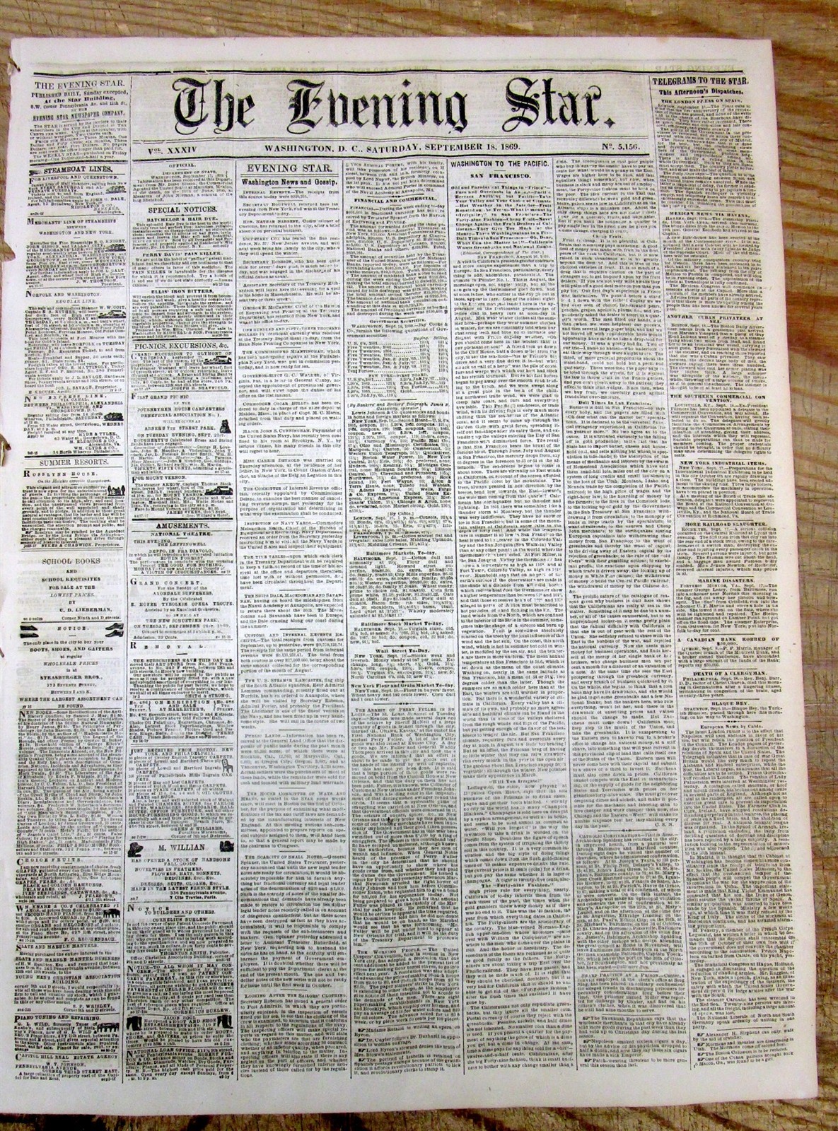 Lot of 10 1869 Washington DC post-Civil War newspapers fm THE RECONSTRUCTION ERA