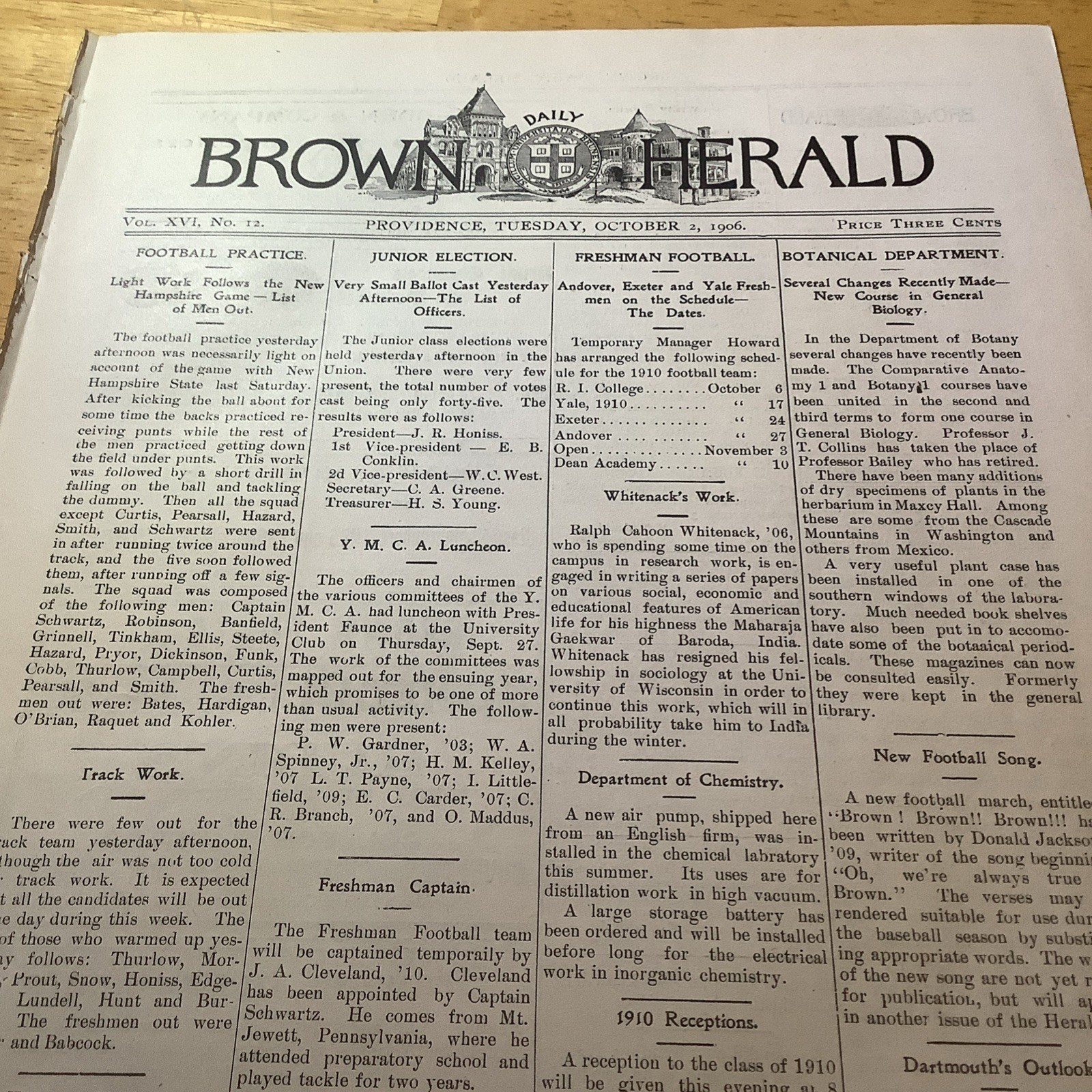 1906 BROWN UNIVERSITY NEWSPAPER ~ VINTAGE CONTENT