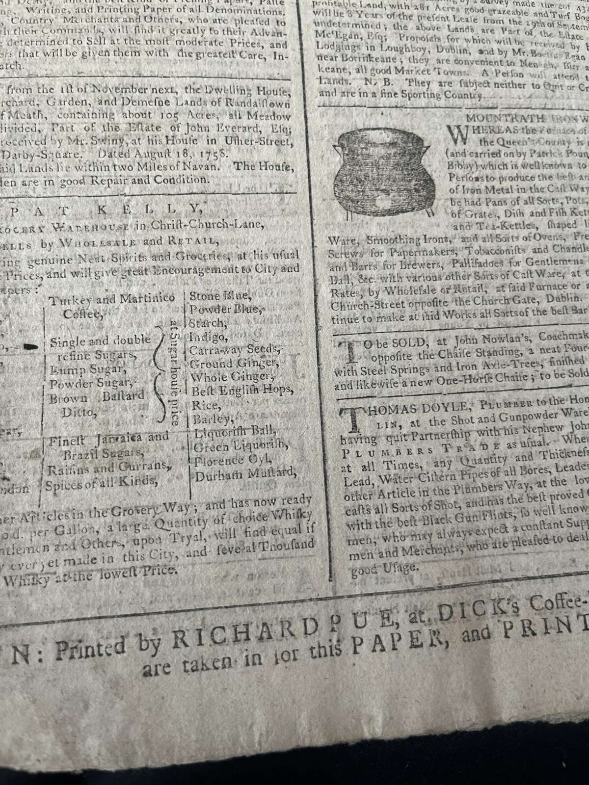 OLD NEWSPAPER FROM 1700s – Stock Prices, Historical Events, Trade, Economy, Wars