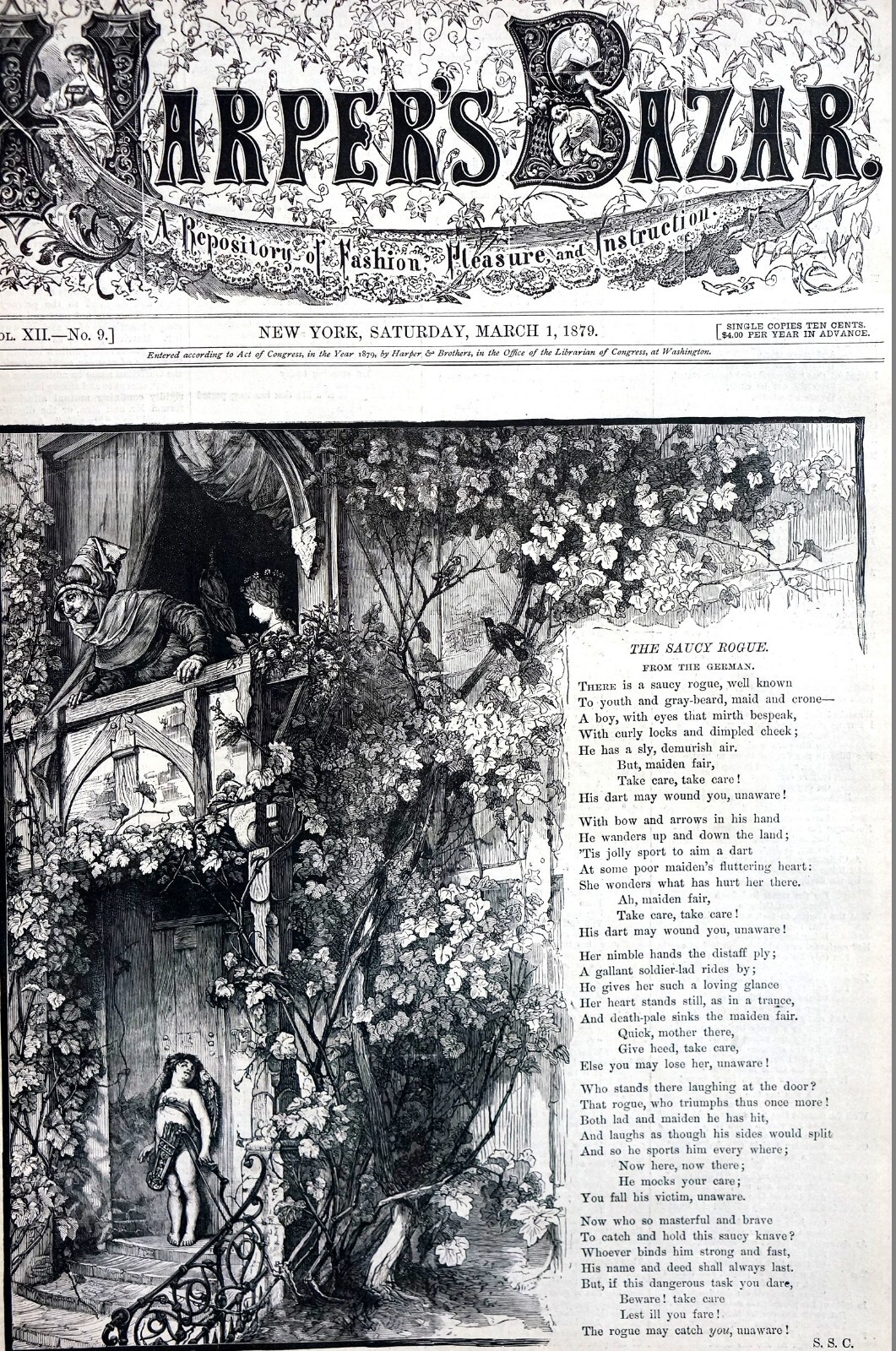 Harper’s Bazar Newspaper 3-1-1879 VICTORIAN FASHION LADIES SPRING SUITS PLUS