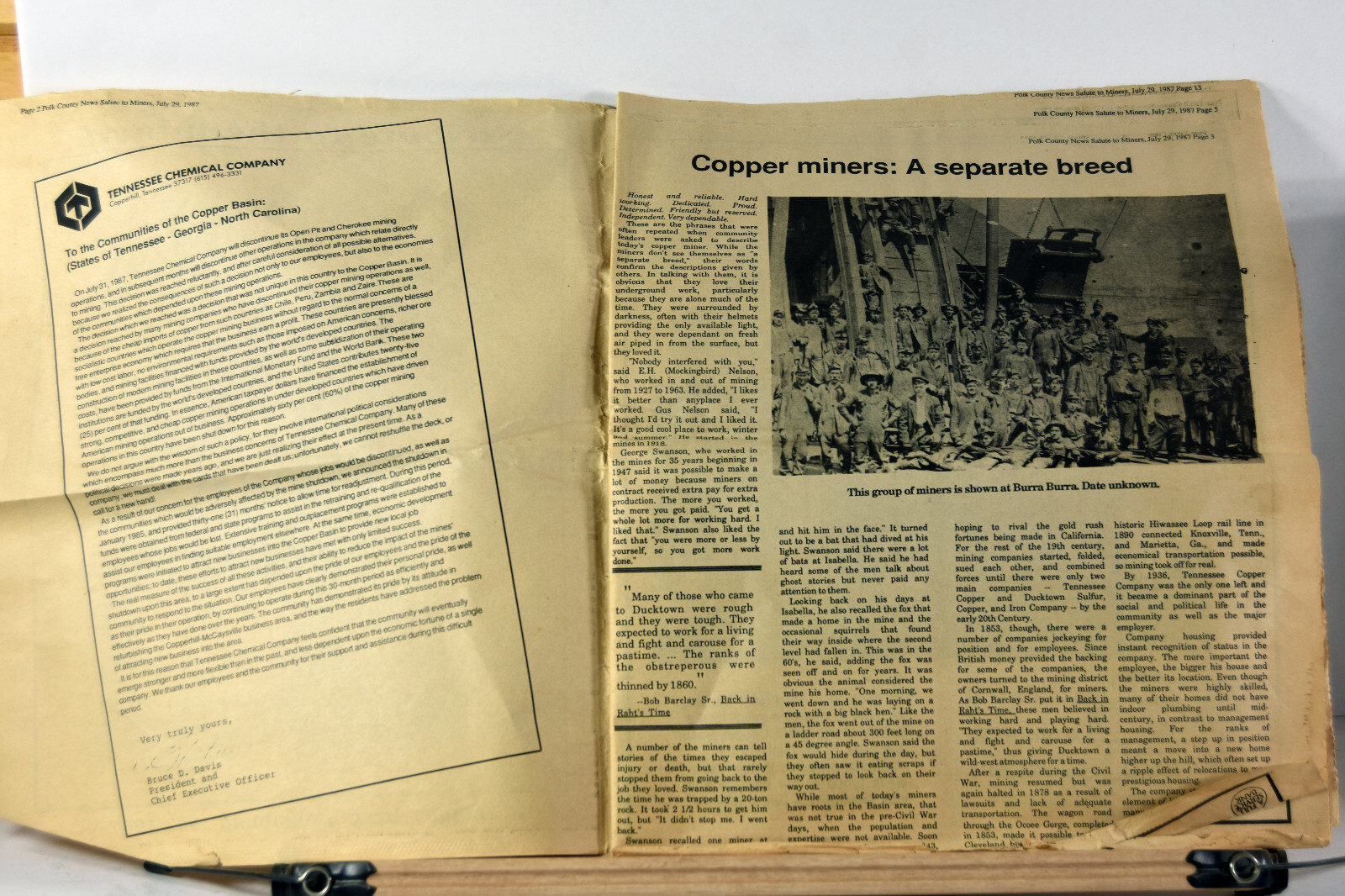 1987 Newspaper Tennessee Ducktown Copperhill Copper Basin Miners Ads RARE