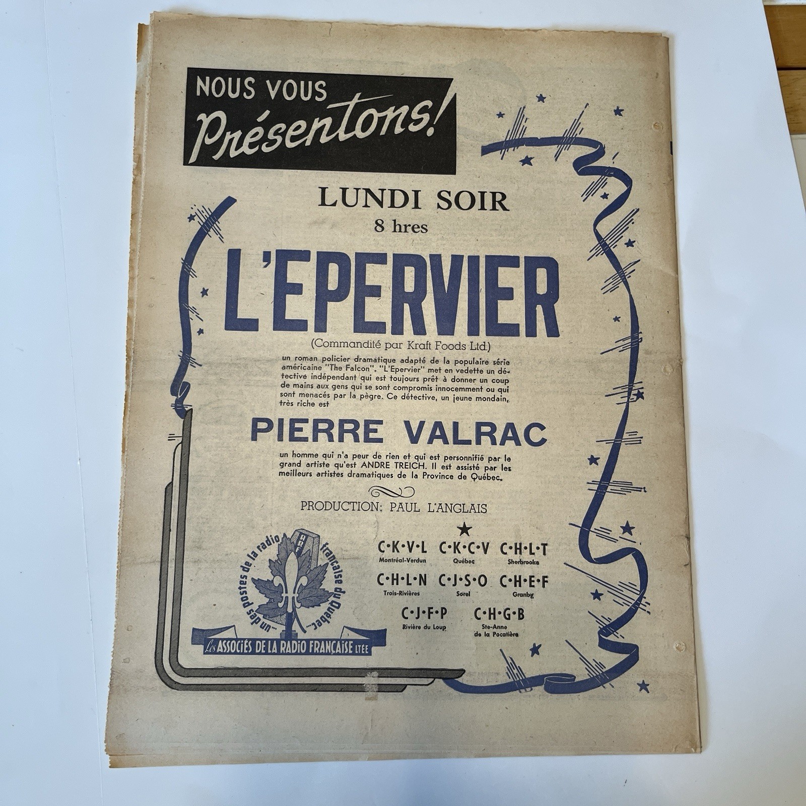 JEAN COUTU Radiomonde 1940’s Journal Radio-Canada Québec RARE