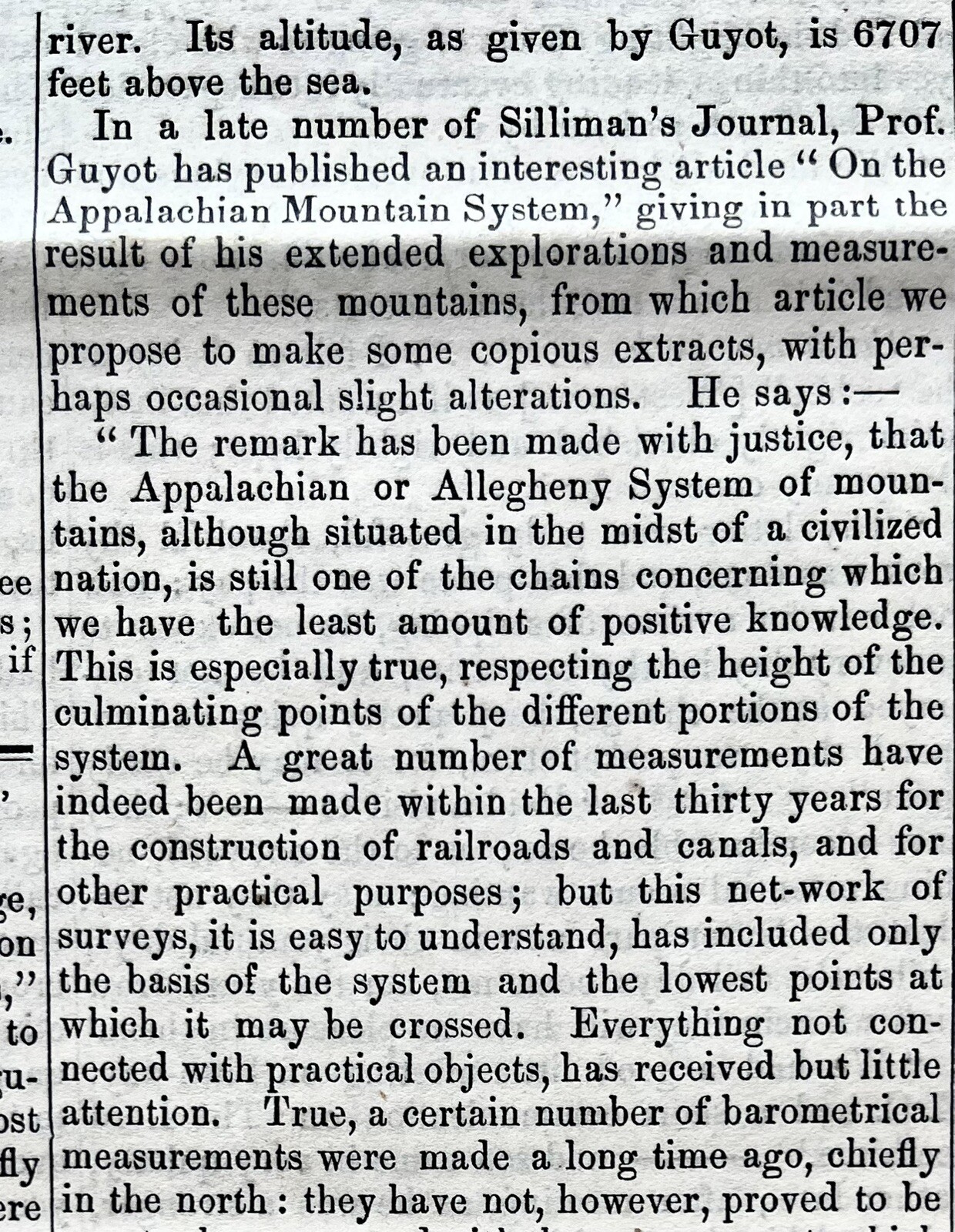 7 1861 newspapers DETAILED DESCIPTION of APPALACHIAN MOUNTAINS w ELEVATION CHART
