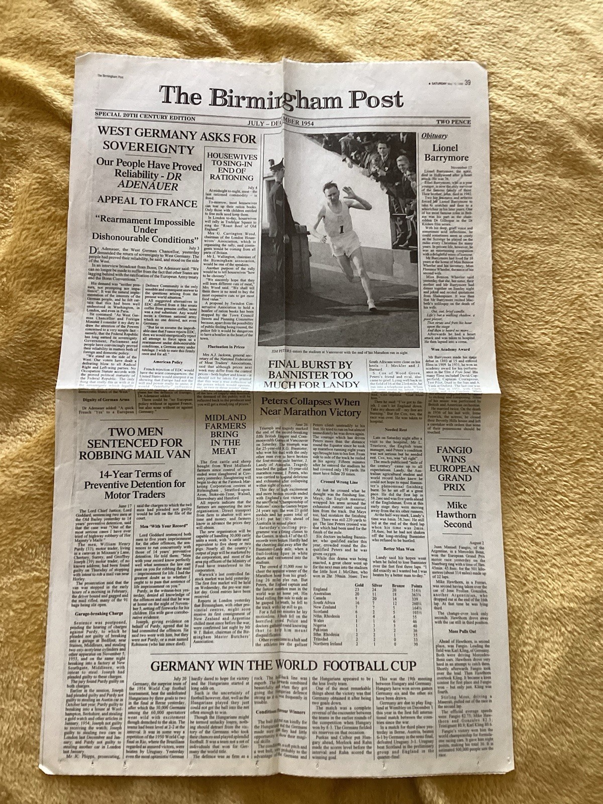 Birthday Year Newspaper Reprinted July To Dec 1954 Birmingham Post West Germany