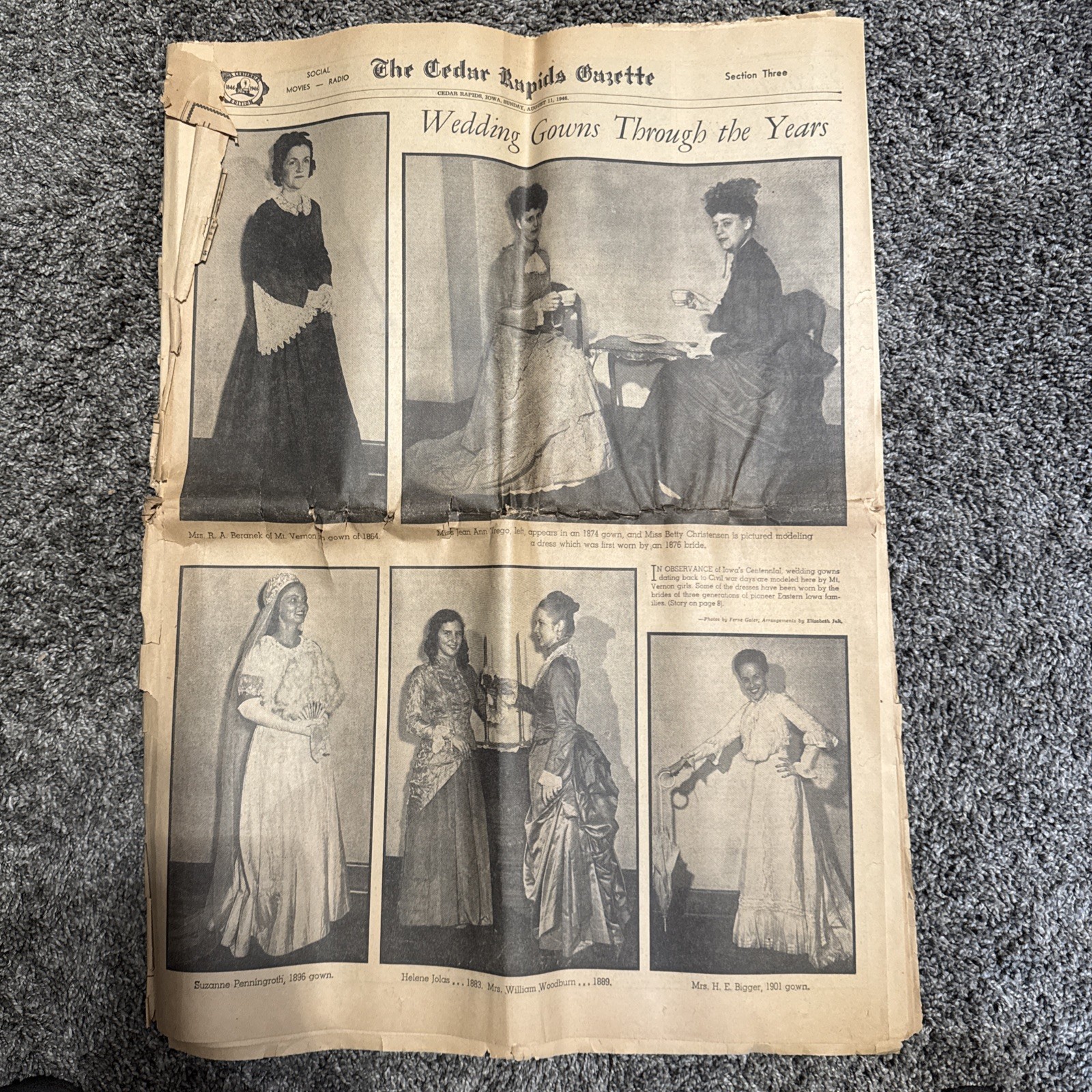 old newspapers lot 1936 Des Moines Sun. Reg. 1946 Cedar Rapids Gazette Iowa Cent