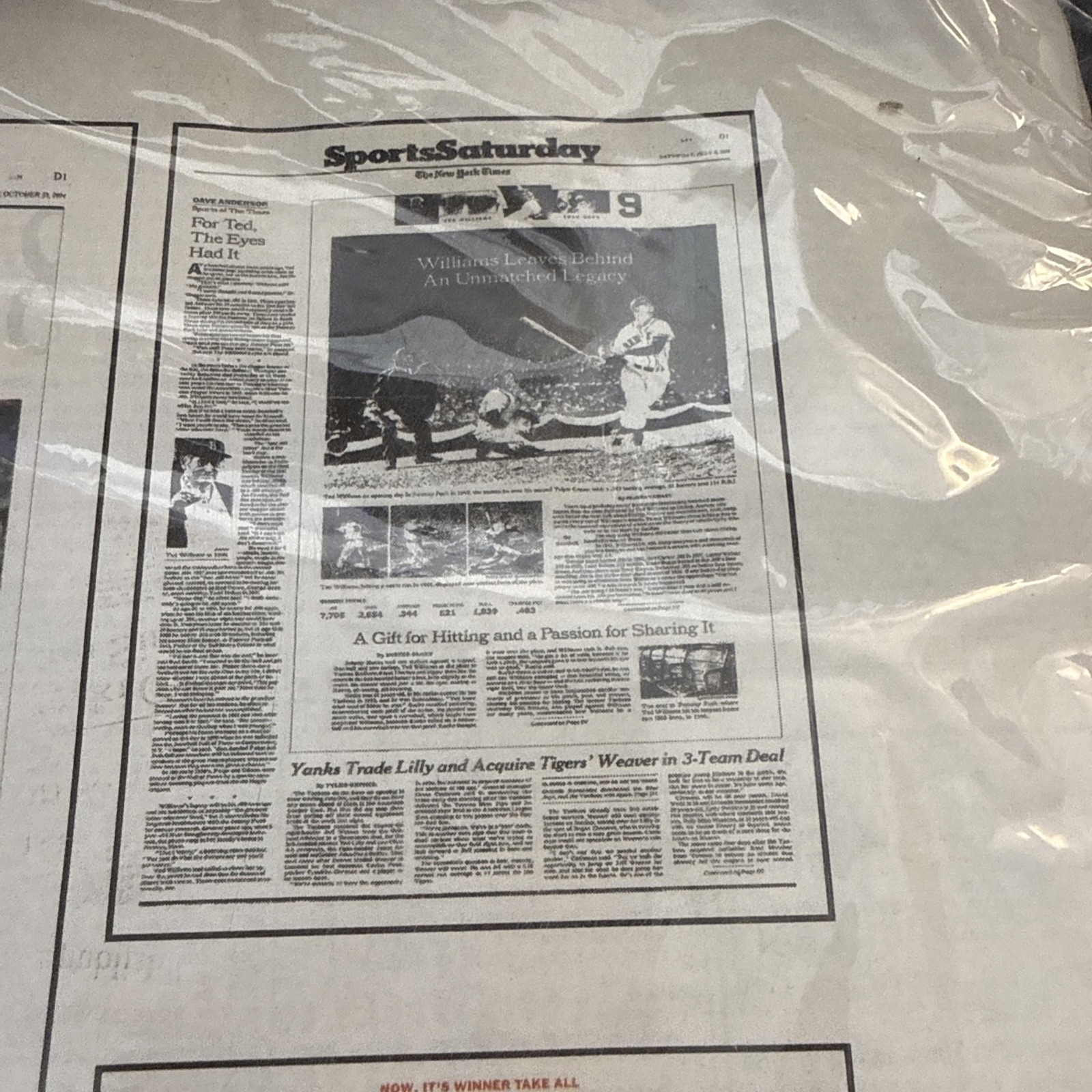 BOSTON RED SOX HISTORY MLB GREATEST MOMENTS NEW YORK TIMES PAPER 2009 NEW