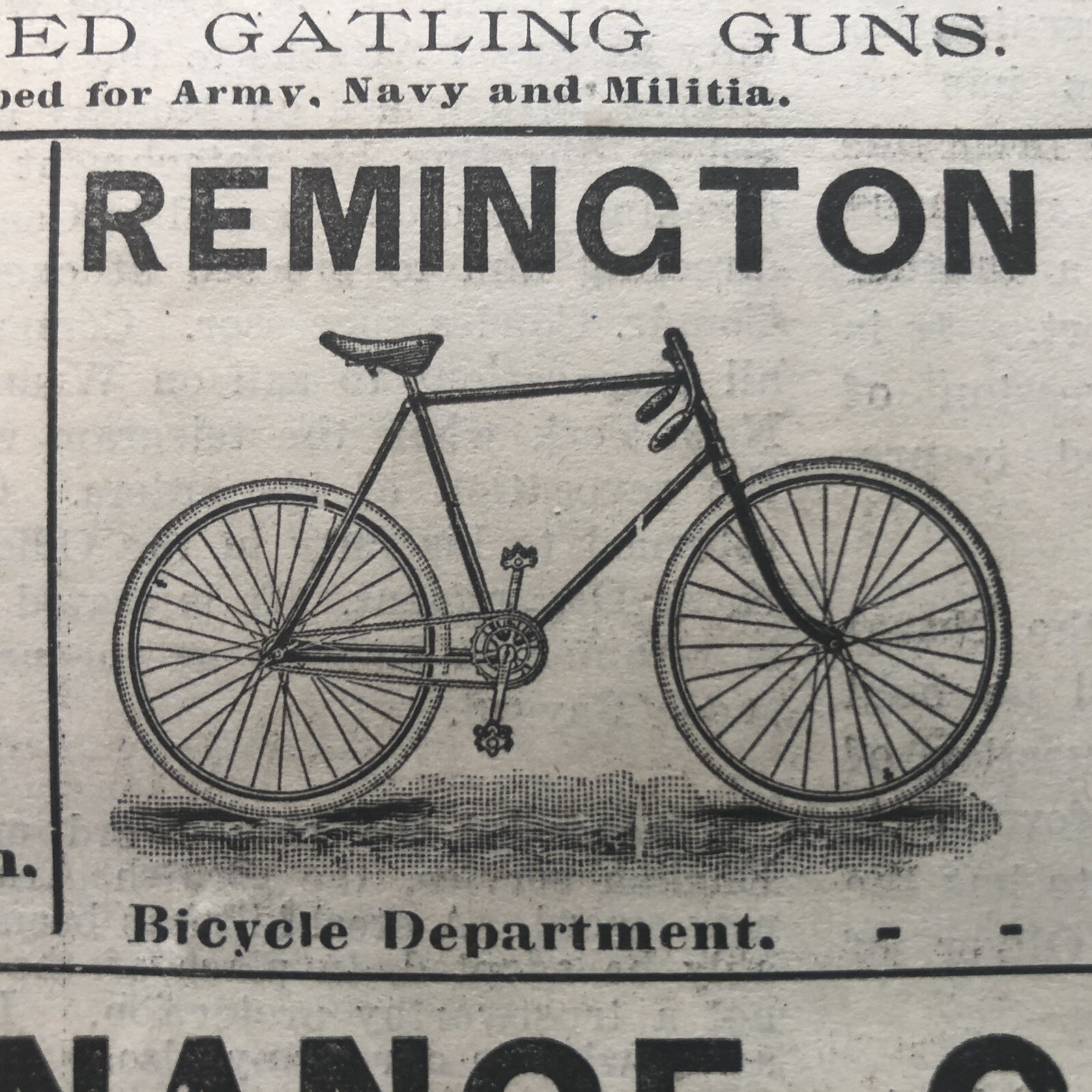 Best 1895 newspaper w FRONT PAGE ILLUSTRATED Early REMINGTON BICYCLE AD Cycling