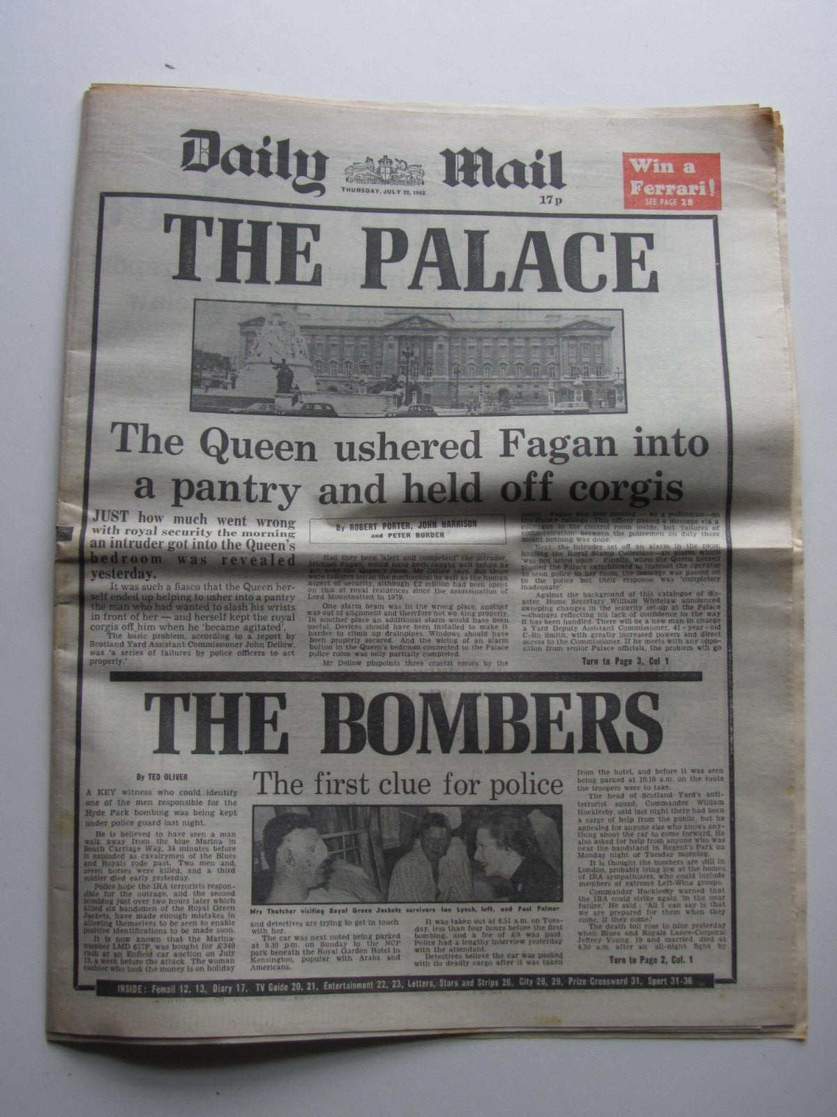 Complete Daily Mail Newspaper Jul 22 1982 Birthday Gift Queen Hyde Park Bombing