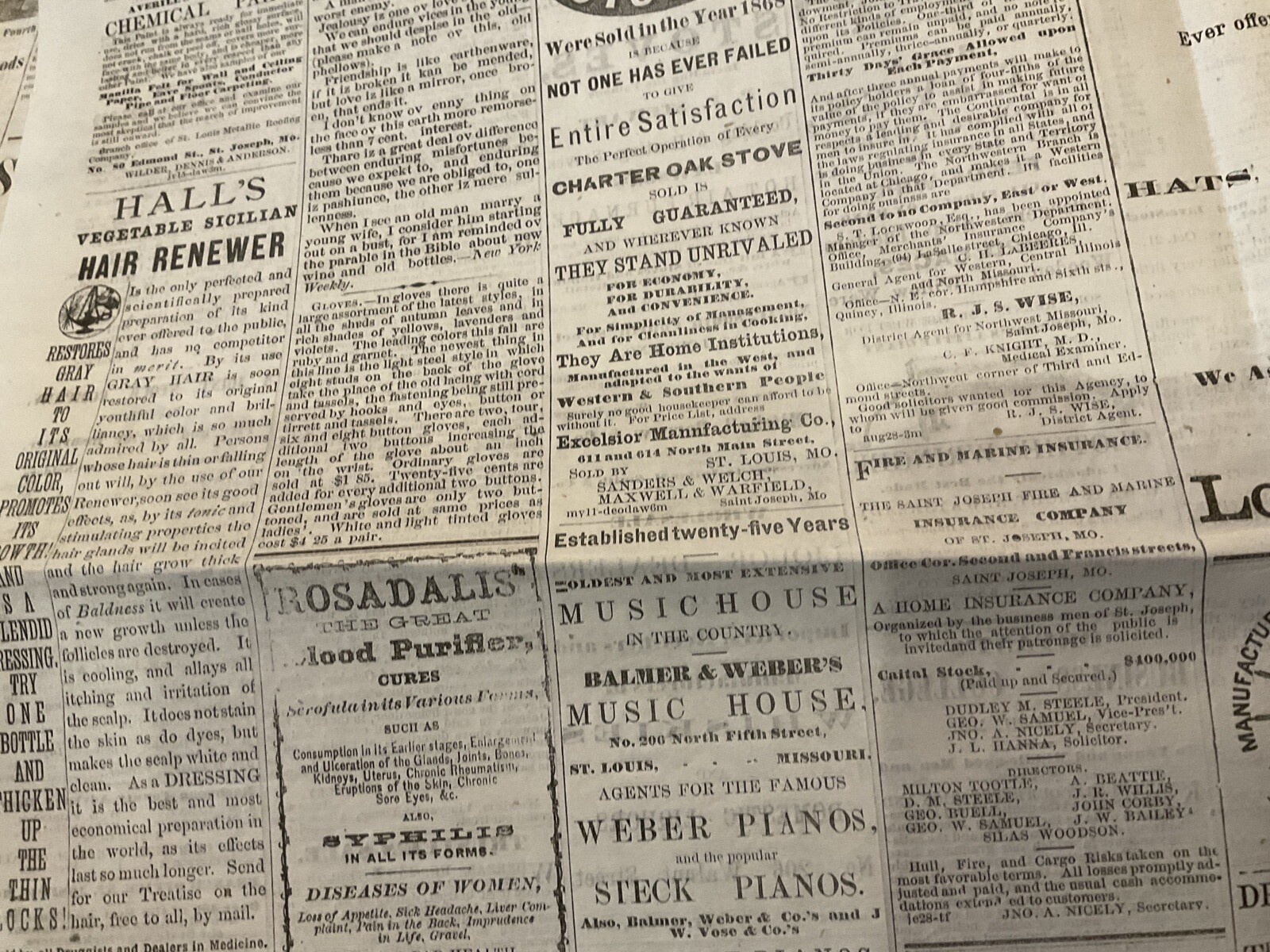 4 Missouri Civil War Reconstruction News 1869 St Joseph Negros Cachiz Apache
