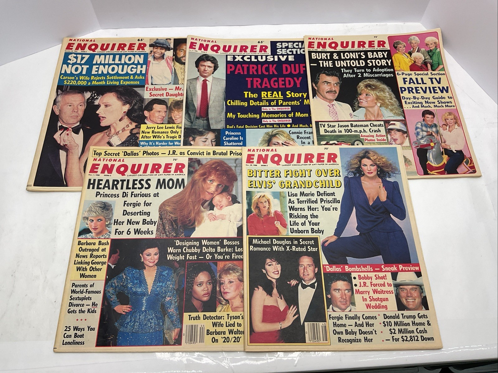 National Enquirer Vintage Lot Of 5 Issues From 1983 To 1988 Very Good P10