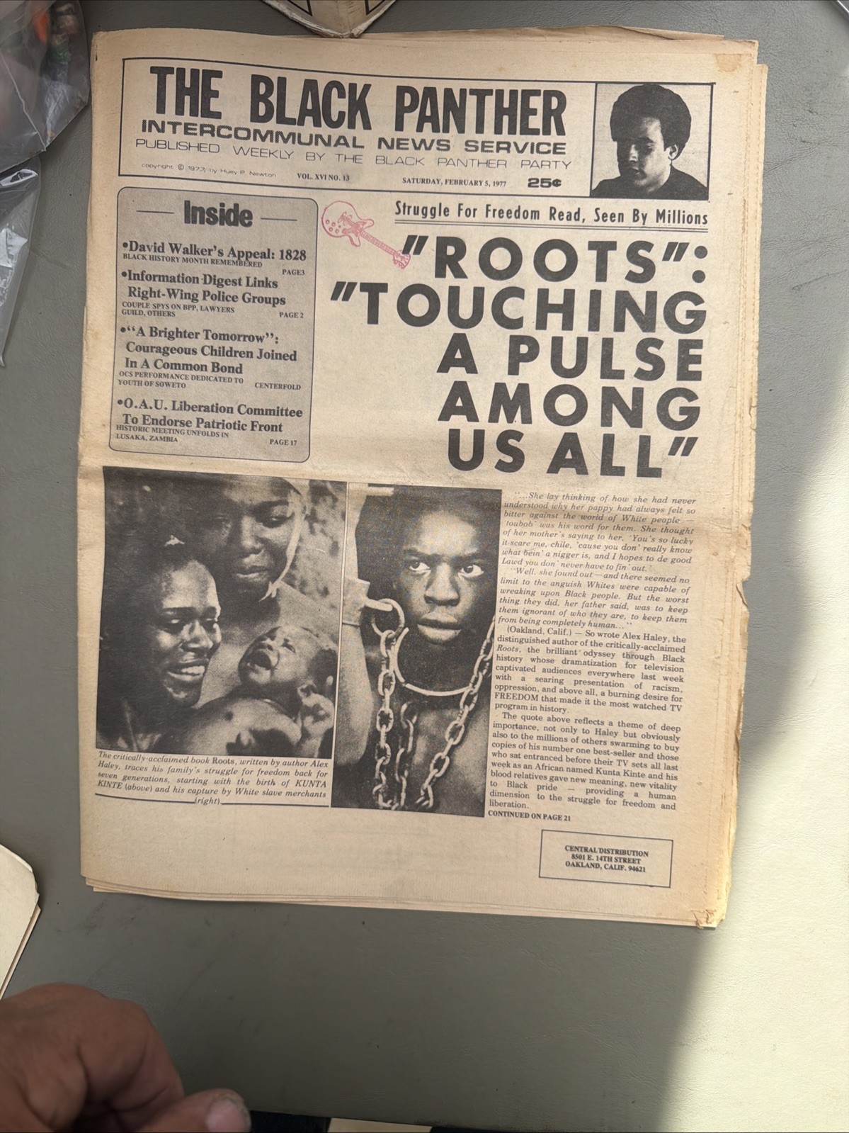 THE BLACK PANTHER PARTY NEWSPAPER – FEBRUARY 5, 1977 Huey Newton ROOTS TV Show