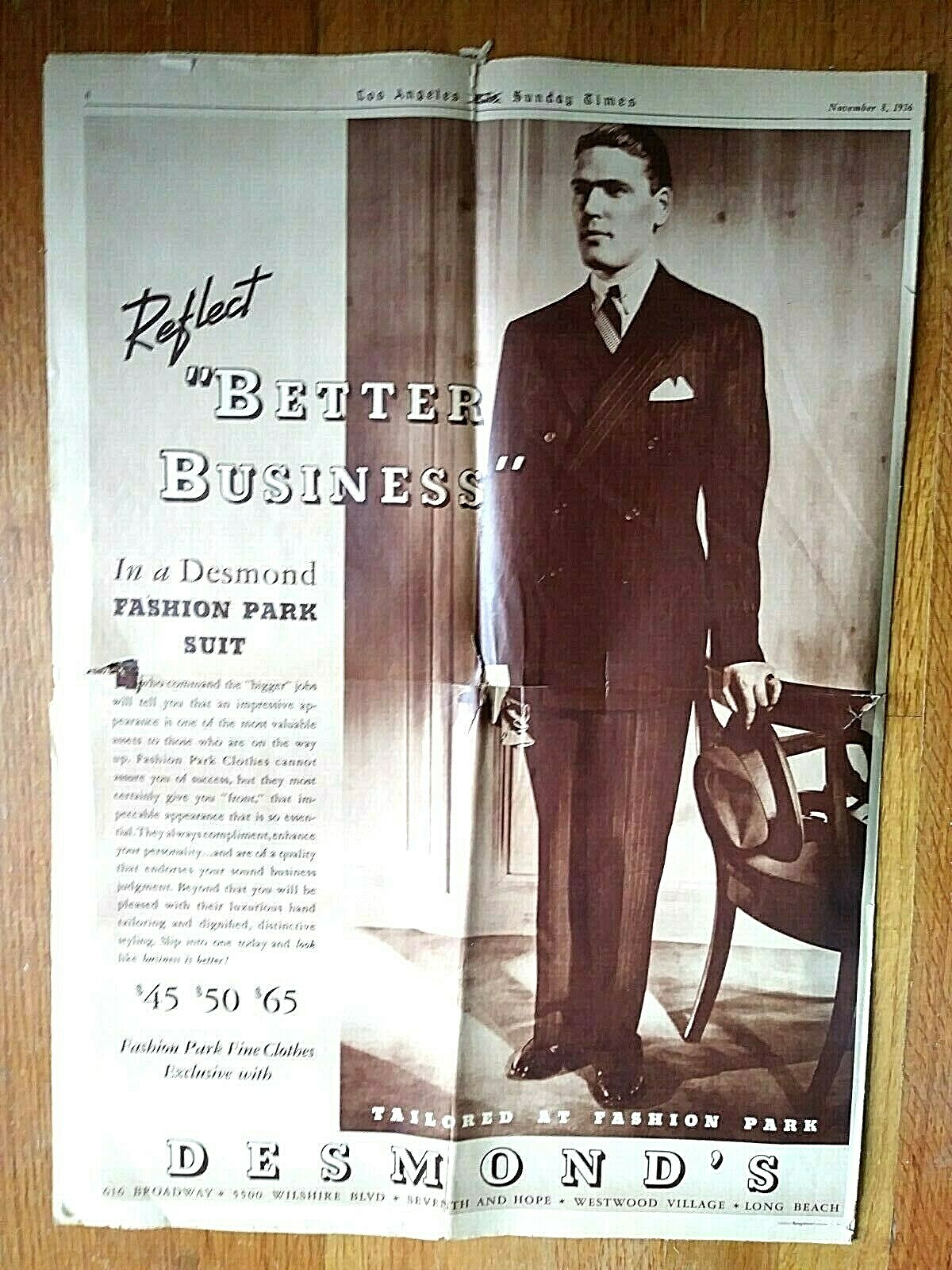 1936 “FRANKLIN D ROOSEVELT RE-ELECTED PRESIDENT” Newspaper