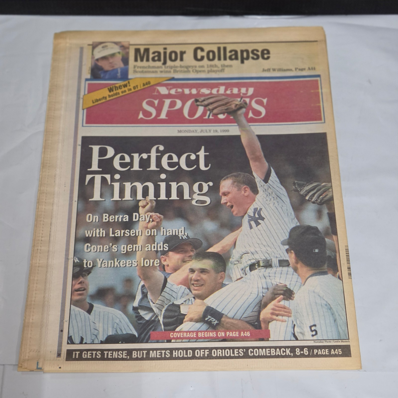 Newsday July 19 1999 JFK Jr Plane Crash Newspaper David Cone Perfect Game