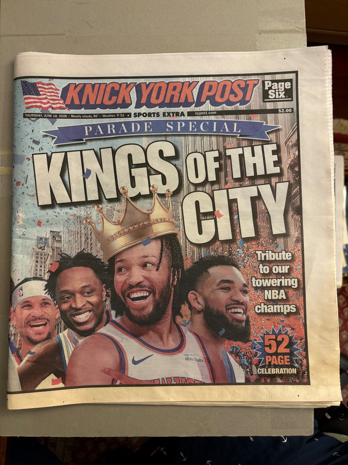 2026 (6/18) NY Knicks NY Post Special NBA Basketball Championship Sect. 51 Pages