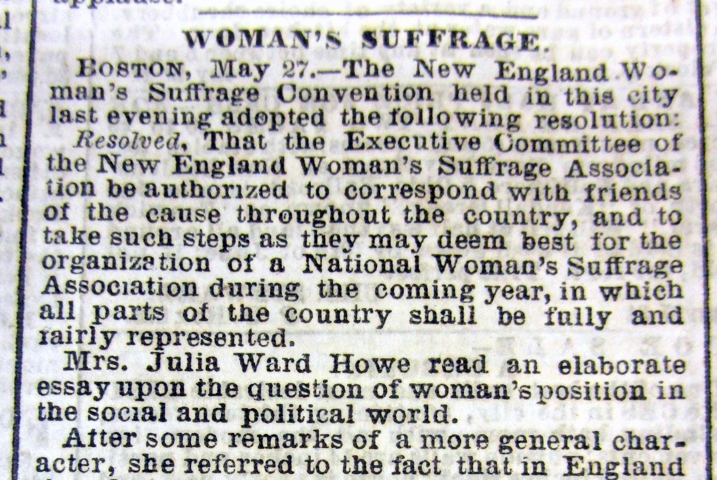 1869 newspaper NATIONAL WOMEN’S SUFFRAGE ASSOCIATION FOUNDED BySTANTON & ANTHONY
