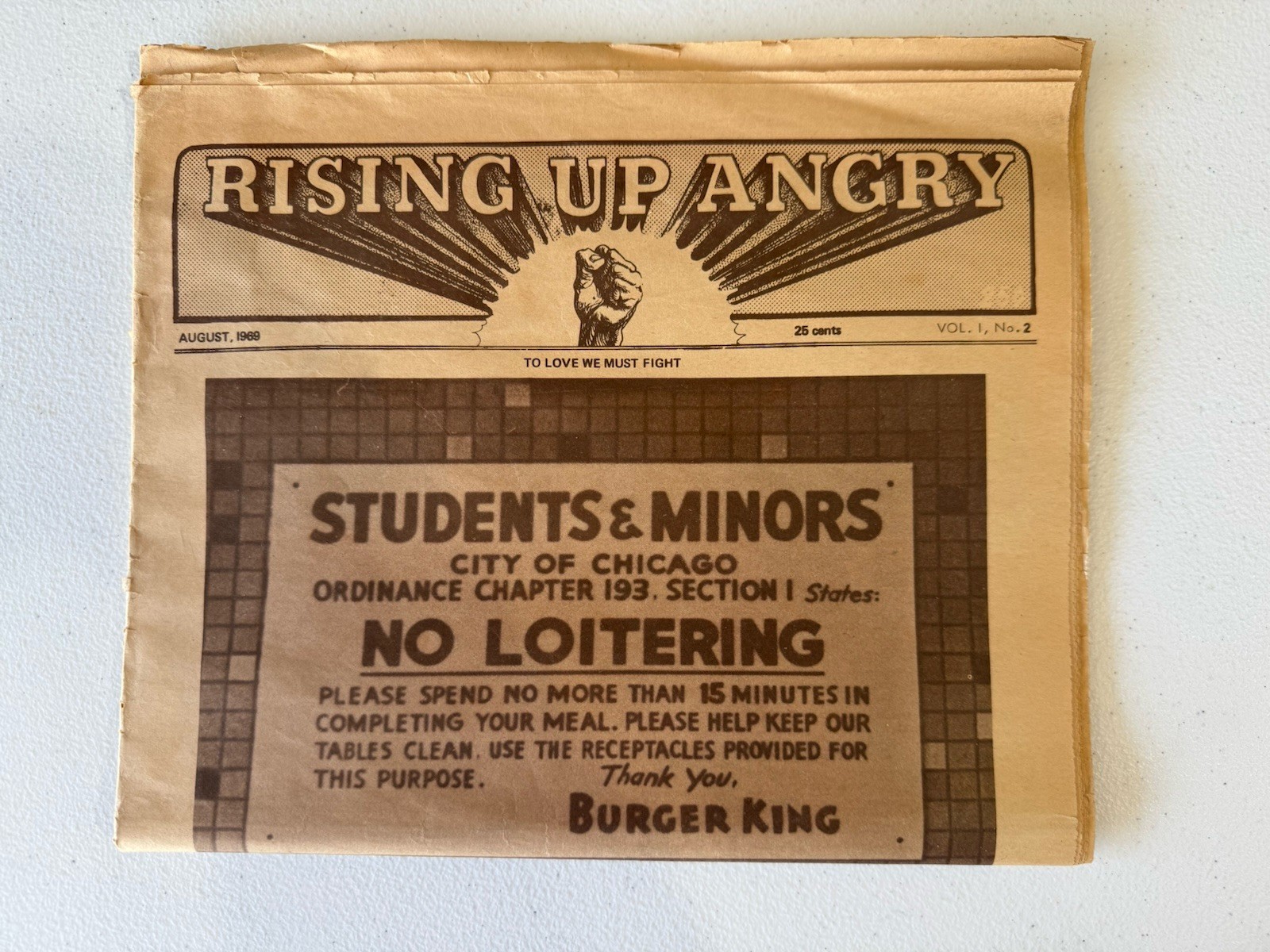 Rising Up Angry – Underground Newspaper Vol. 1 no. 2 August 1969