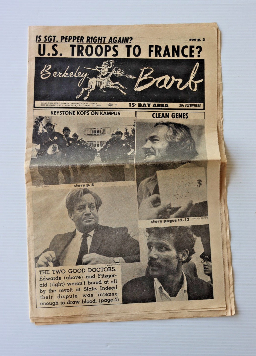 Vintage BERKELEY BARB May-June 1968 CALIFORNIA Newspaper TIMOTHY LEARY