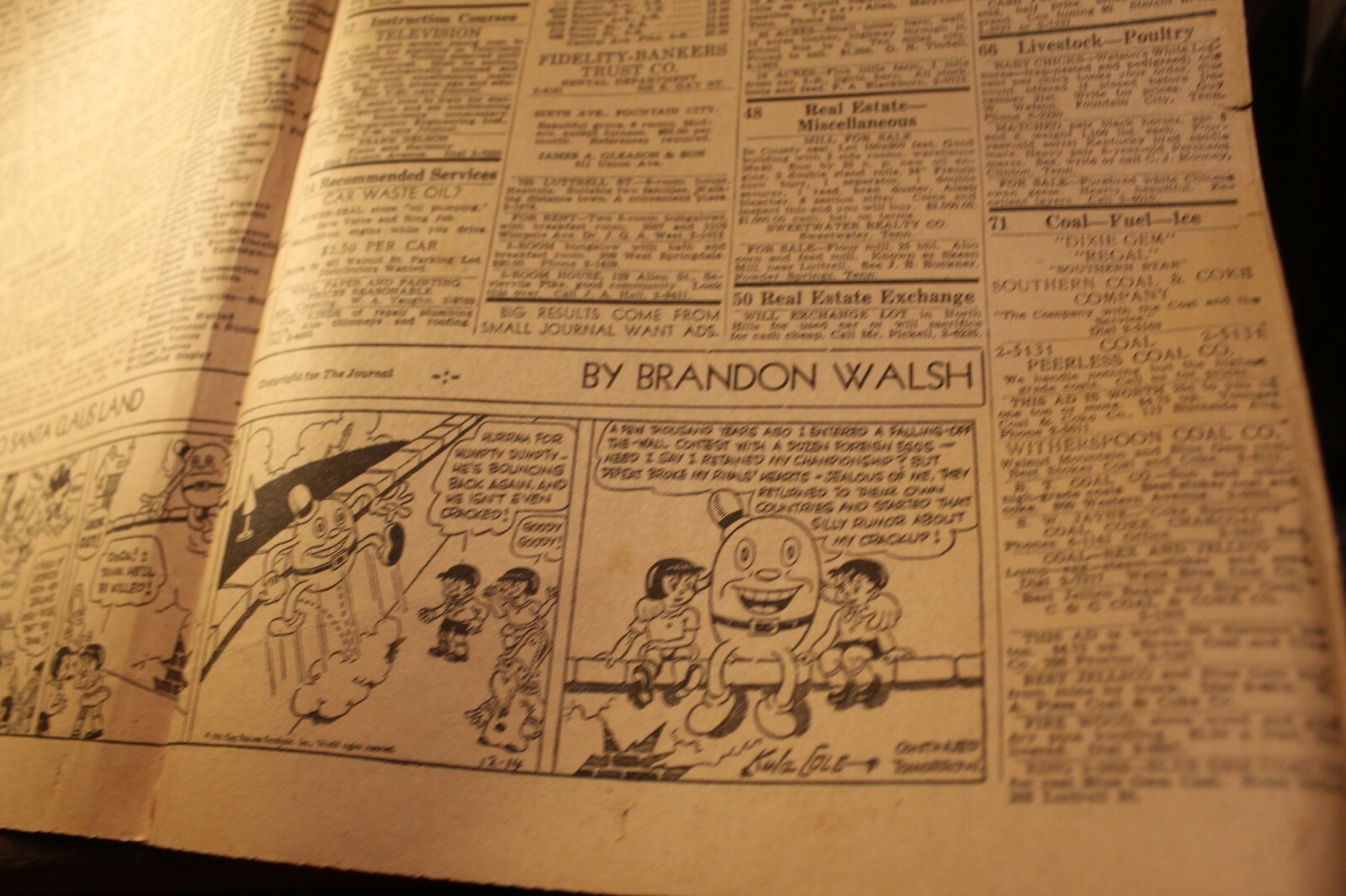 December 15, 1936 Knoxville Partial Journal Santa Ripley Cartoon Tennessee Vols