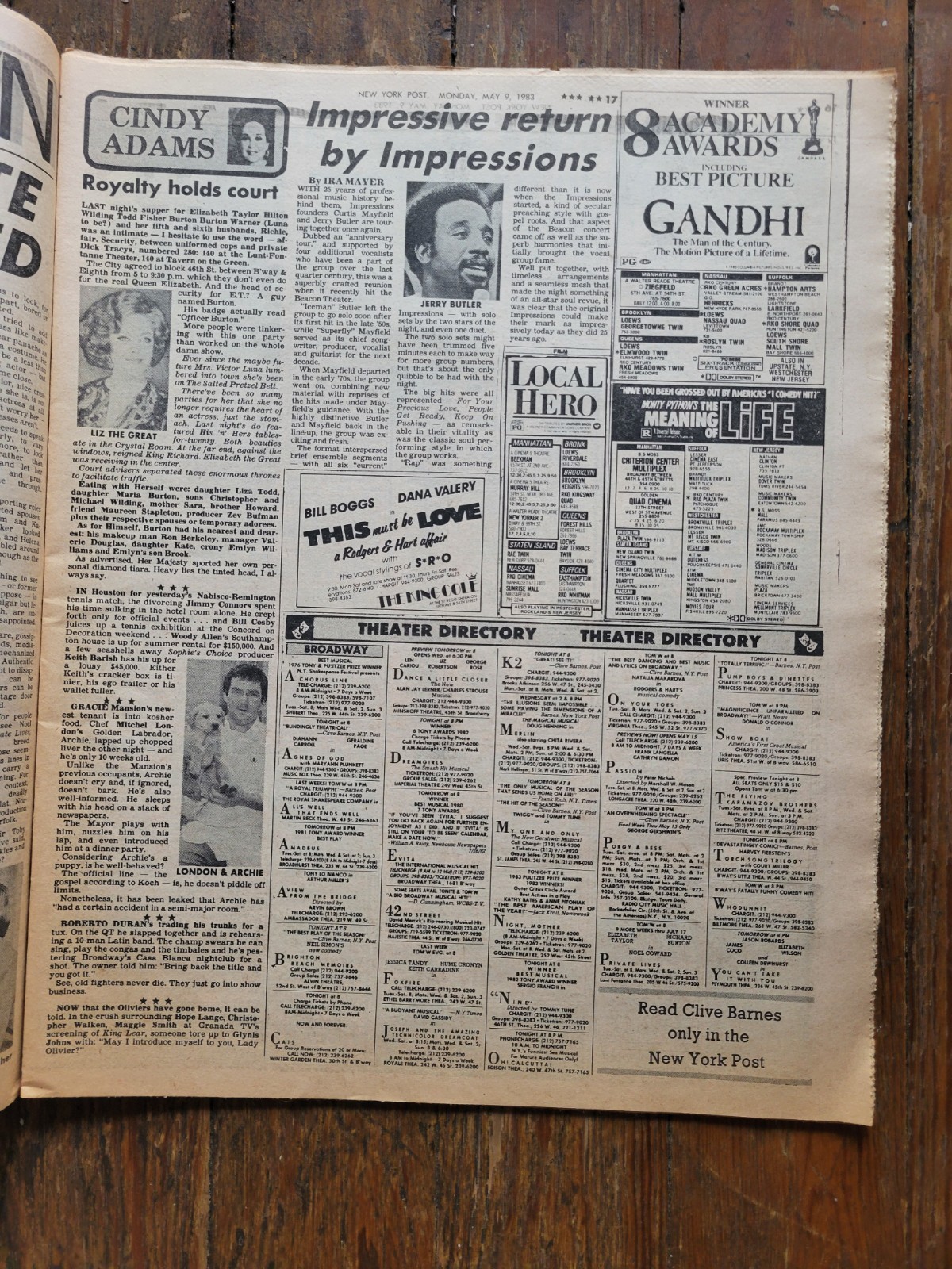 New York Post Newspaper, May 9, 1983, Mom Kills Tot Mother’s Day, Liz & Dick