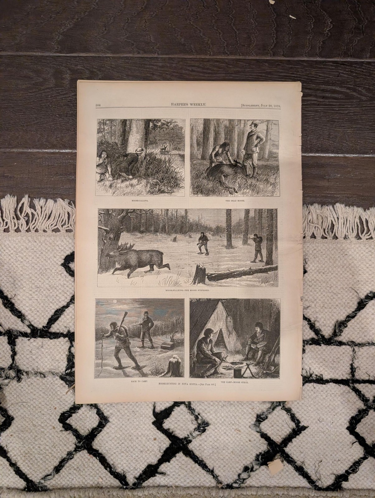 Harpers Weekly July 20, 1878 Congress of Berlin Centerfold Moose Hunting Nova Sc