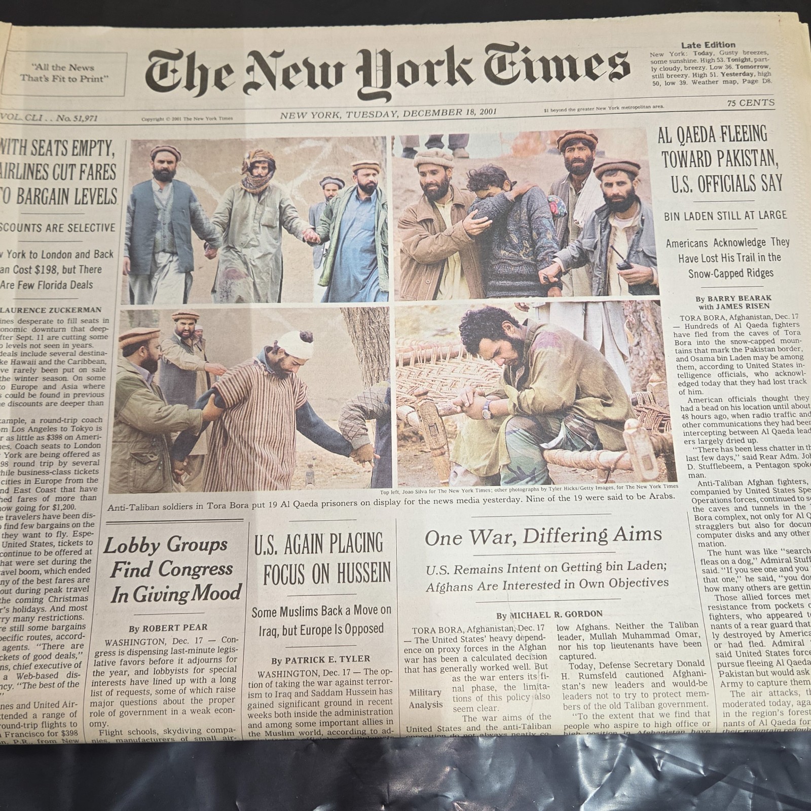 The New York Times December 18 2001 Al Qaeda Fleeing Toward Pakistan Newspaper