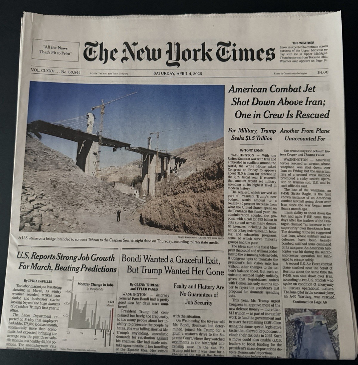 The New York Times Newspaper LOT/12 April 1 2 3 4 5 6 7 8 9 10 11 12 -2026 NEW