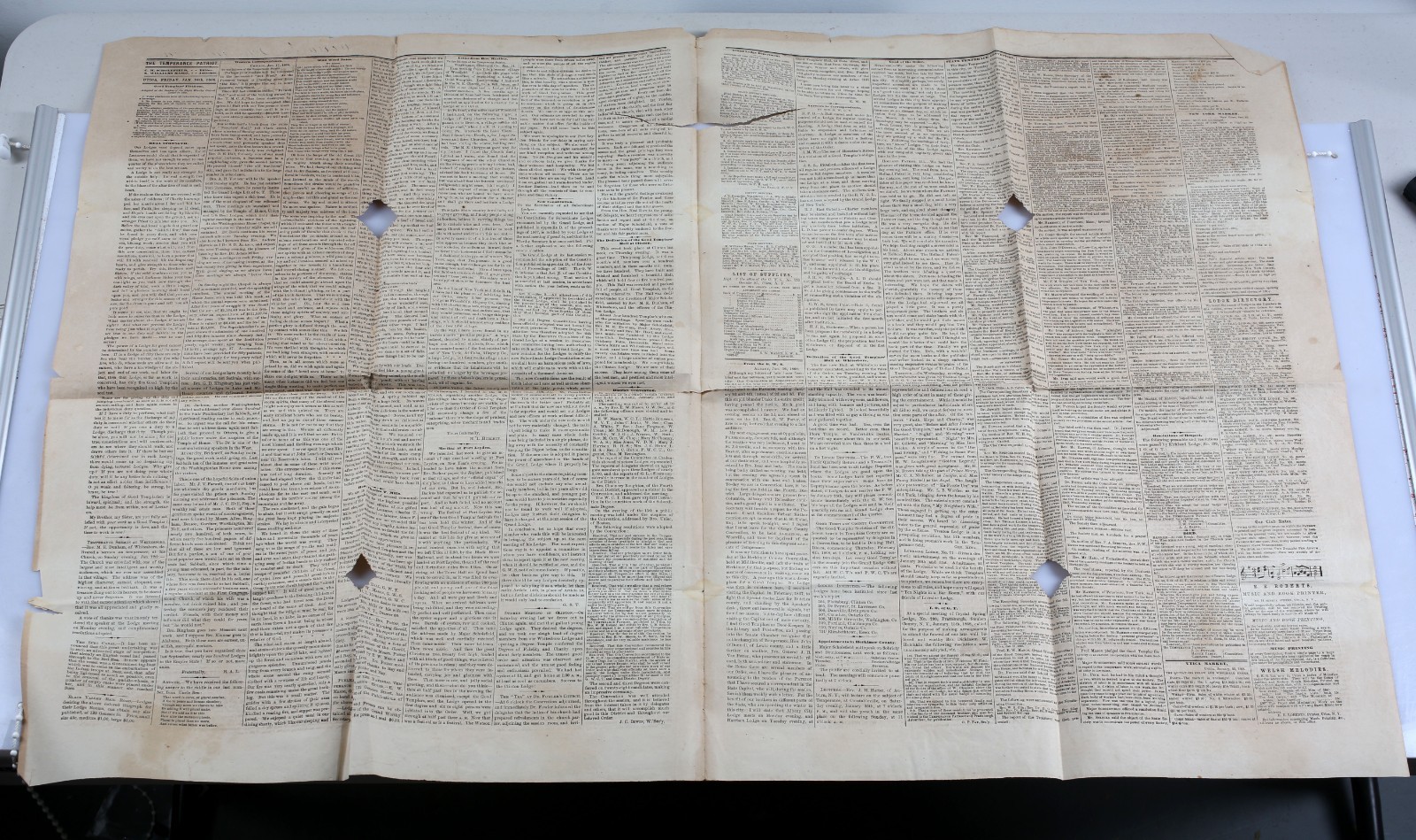 Antique 1868 Newspaper The Temperance Patriot Utica New York Prohibition