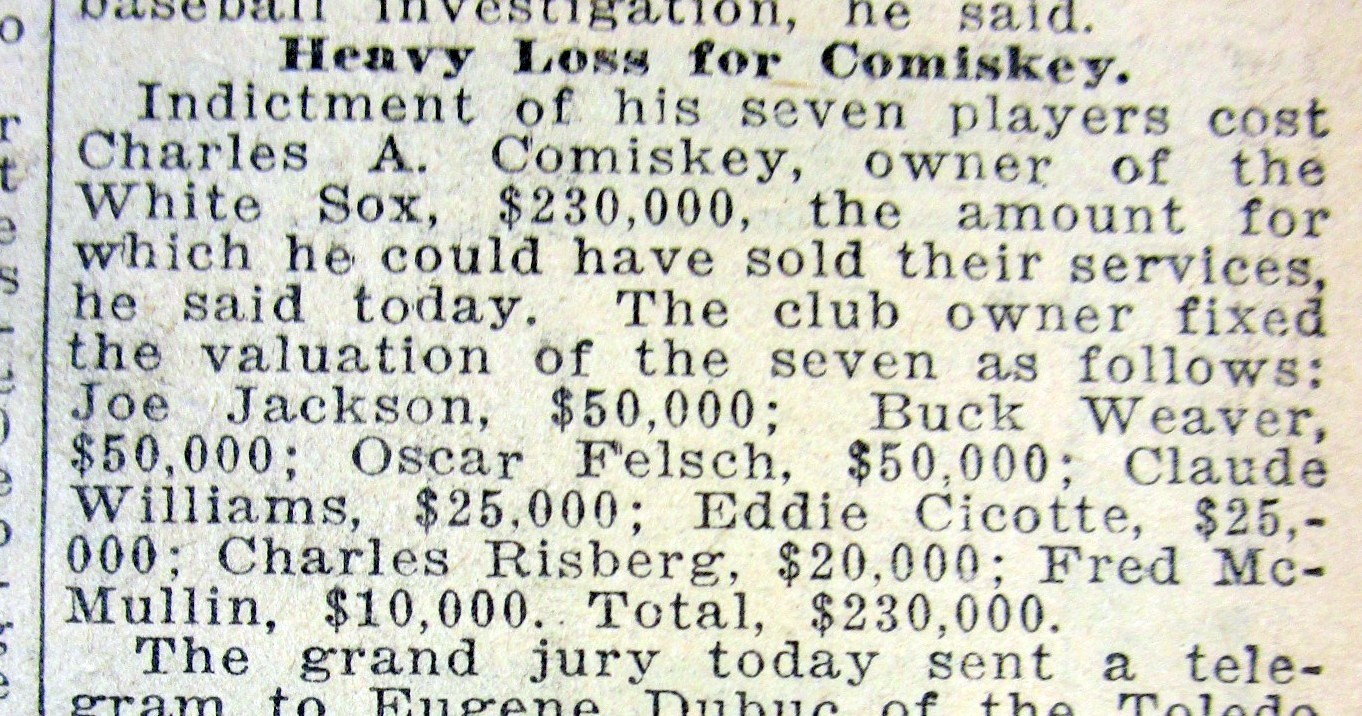 1920 hdln newspaper BLACK SOX BASEBALL WORLD SERIES SCANDAL Shoeless Joe Jackson
