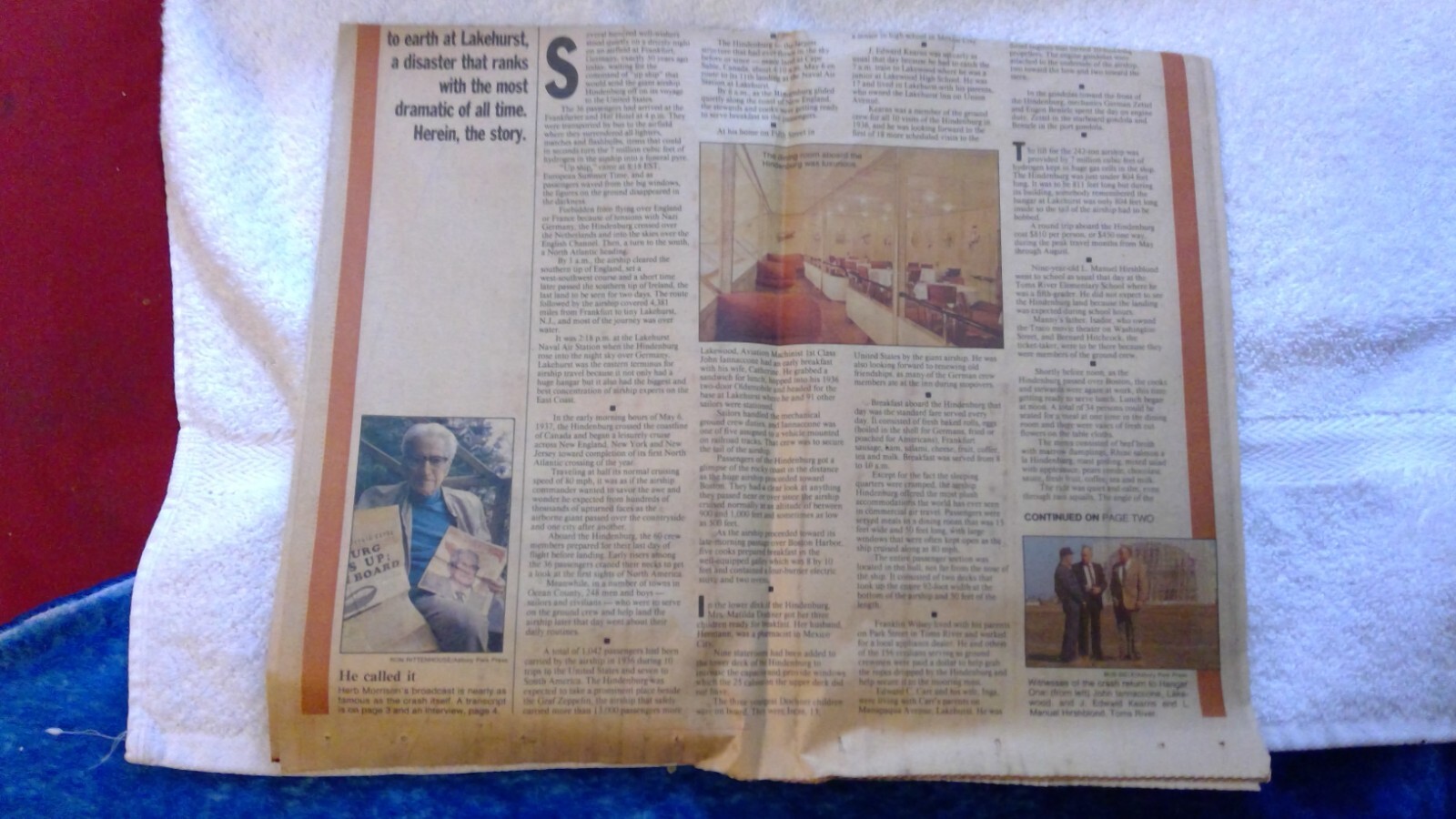 Hindenburg 1987 Commemorative Edition Newspaper, Asbury Park Press Pre-owned