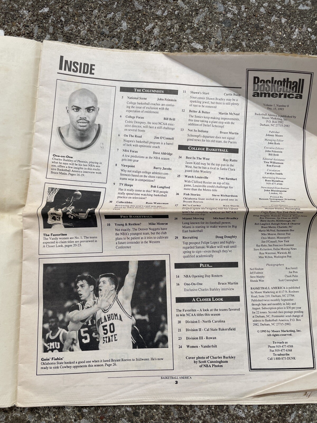 Basketball America Newspaper Charles Barkley December 15, 1993