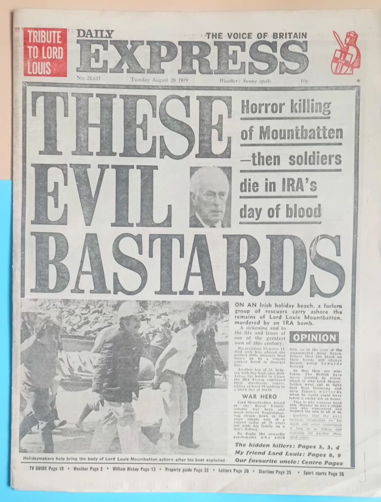 Aug 29 1979 Newspaper Daily Express Mountbatten Killed Ira Charles Philip Uncle