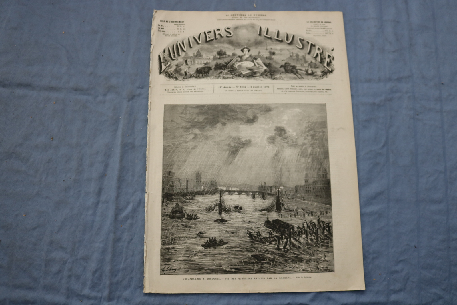 1875 JULY 3 L’UNIVERS ILLUSTRE – L’INONDATION A TOULOUSE – FRENCH – NP 8565