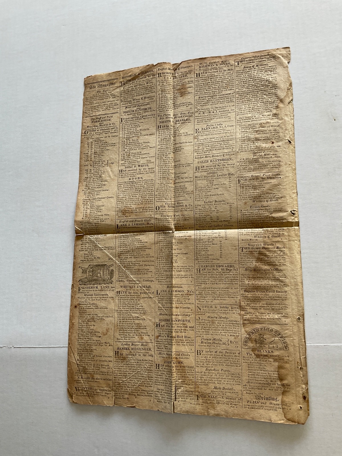 NAPOLEON AT ST HELENA ISLAND NEWSPAPER COMPLETE NORTH HAMPTON MASS 1815 PUBLICL